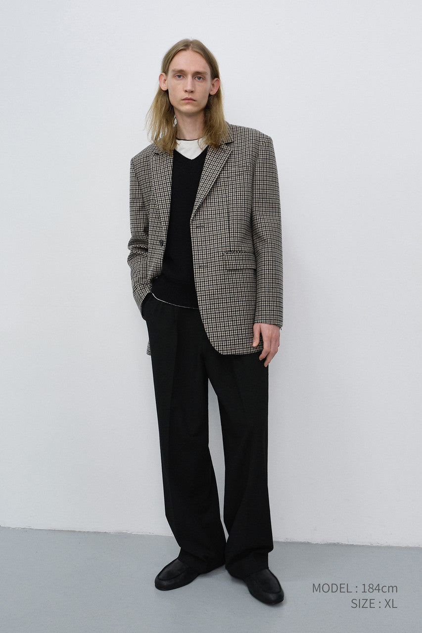 Dunst Unisex Classic 2 Button Wool Blazer Beige Check