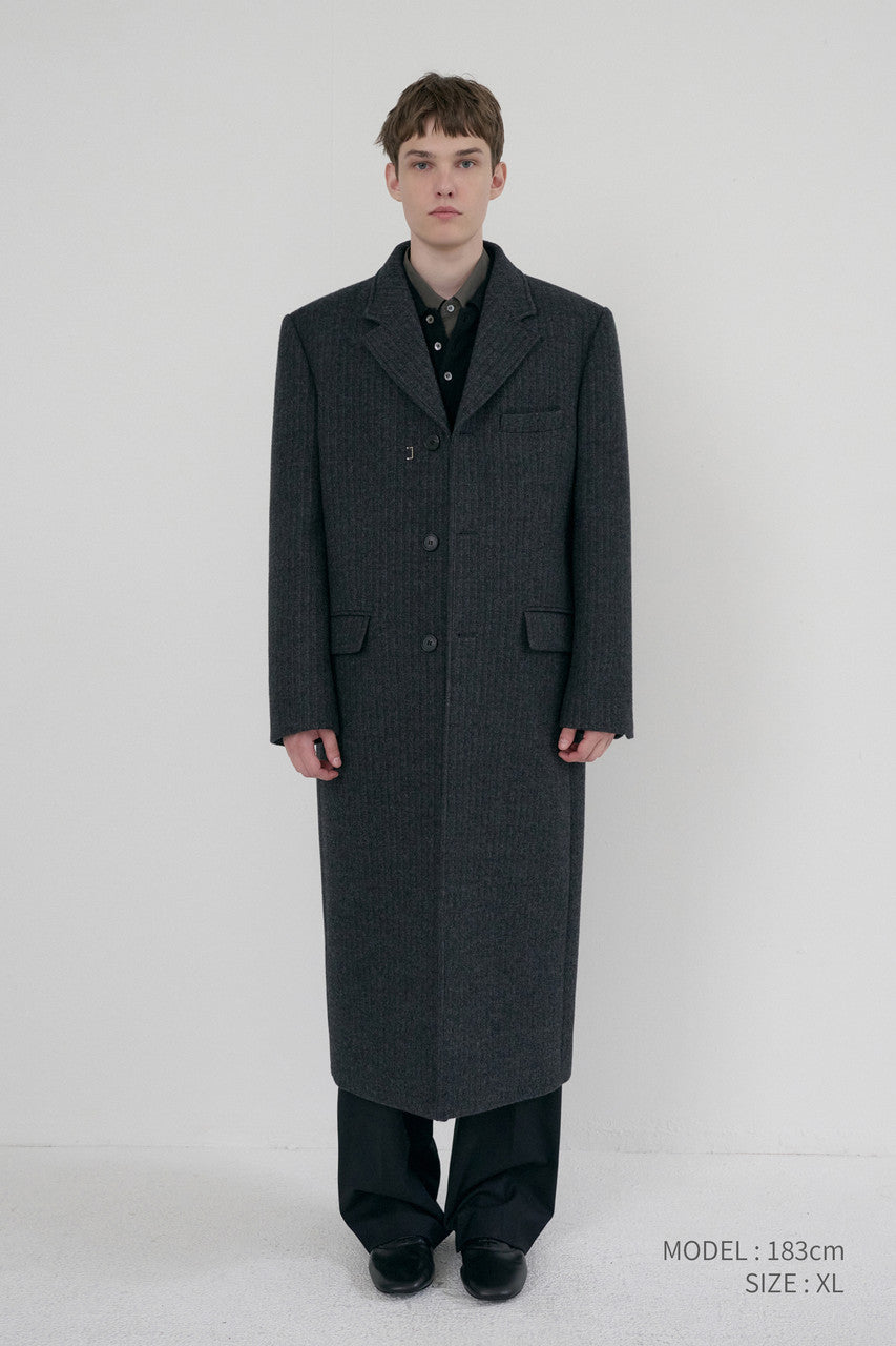 Dunst Unisex 2-Way 3 Button Coat Grey Stripe