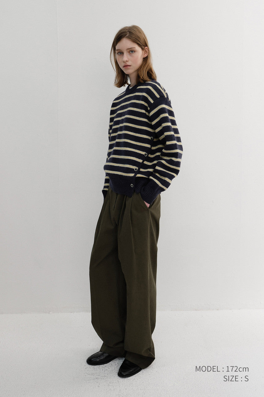 Dunst Unisex Striped Chunky Sweater Navy