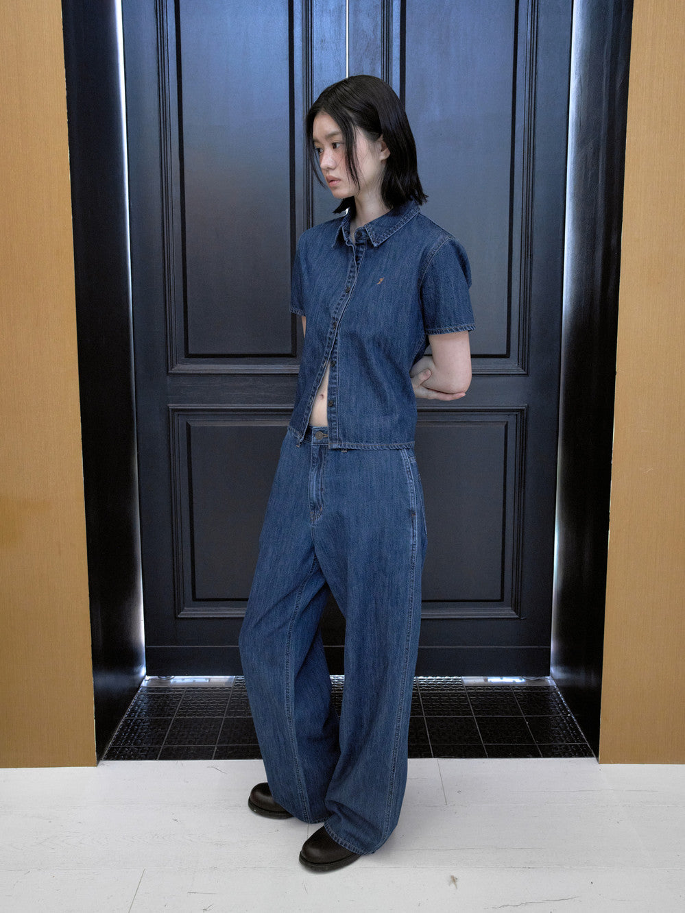 Low Classic Button 1/2 Sleeve Shirt Blue