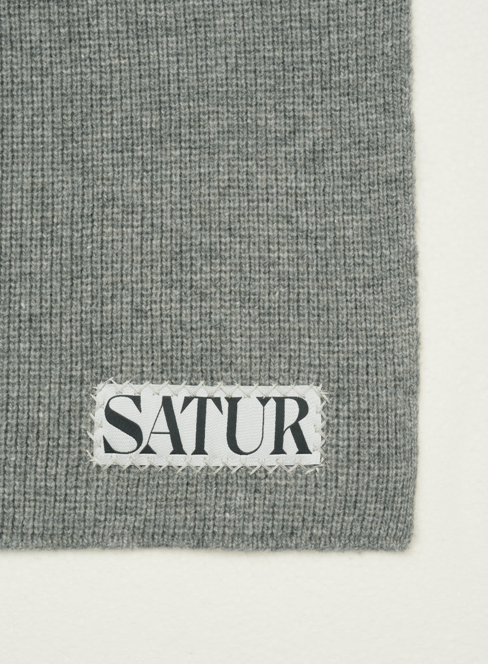 [satur] Wool Blend Knit Muffler - Melange Gray