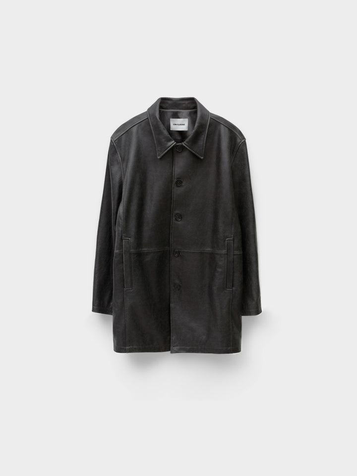 Low Classic Real Leather Half Coat Black