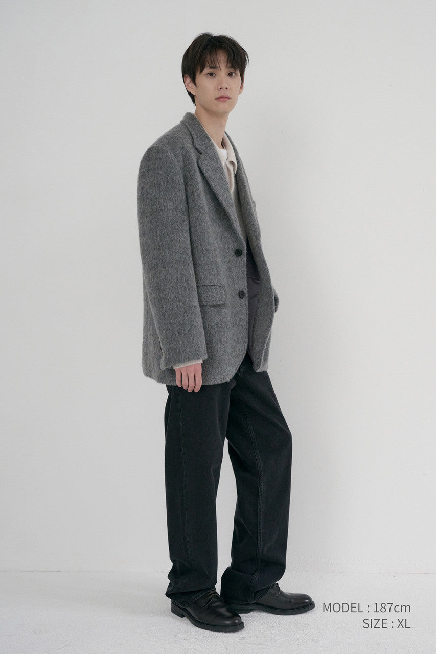 Dunst Unisex Alpaca Blazer Coat Melange Grey