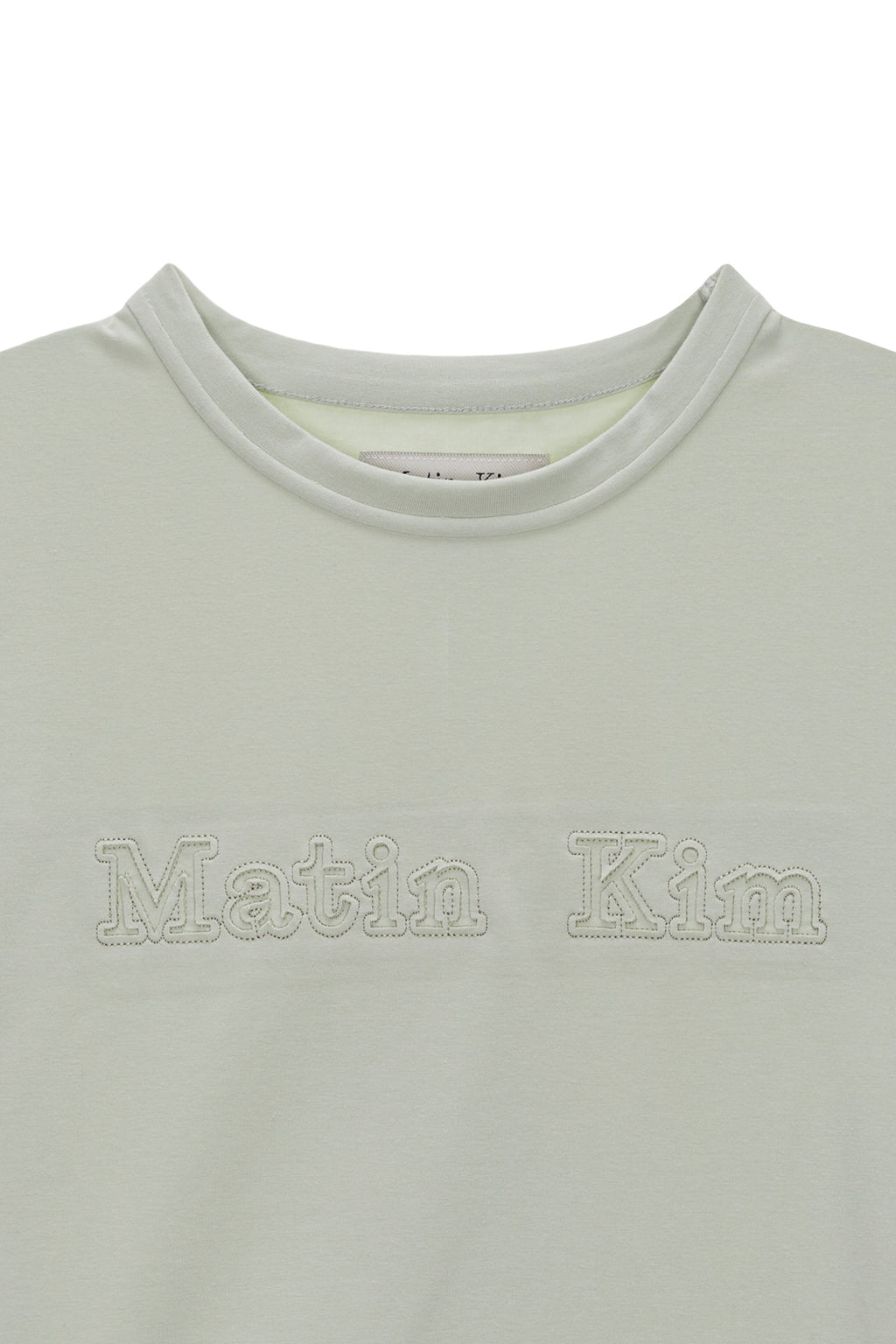 [matinkim] MATIN REVERSE PATCH LOGO CROP TOP IN LIGHT KHAKI