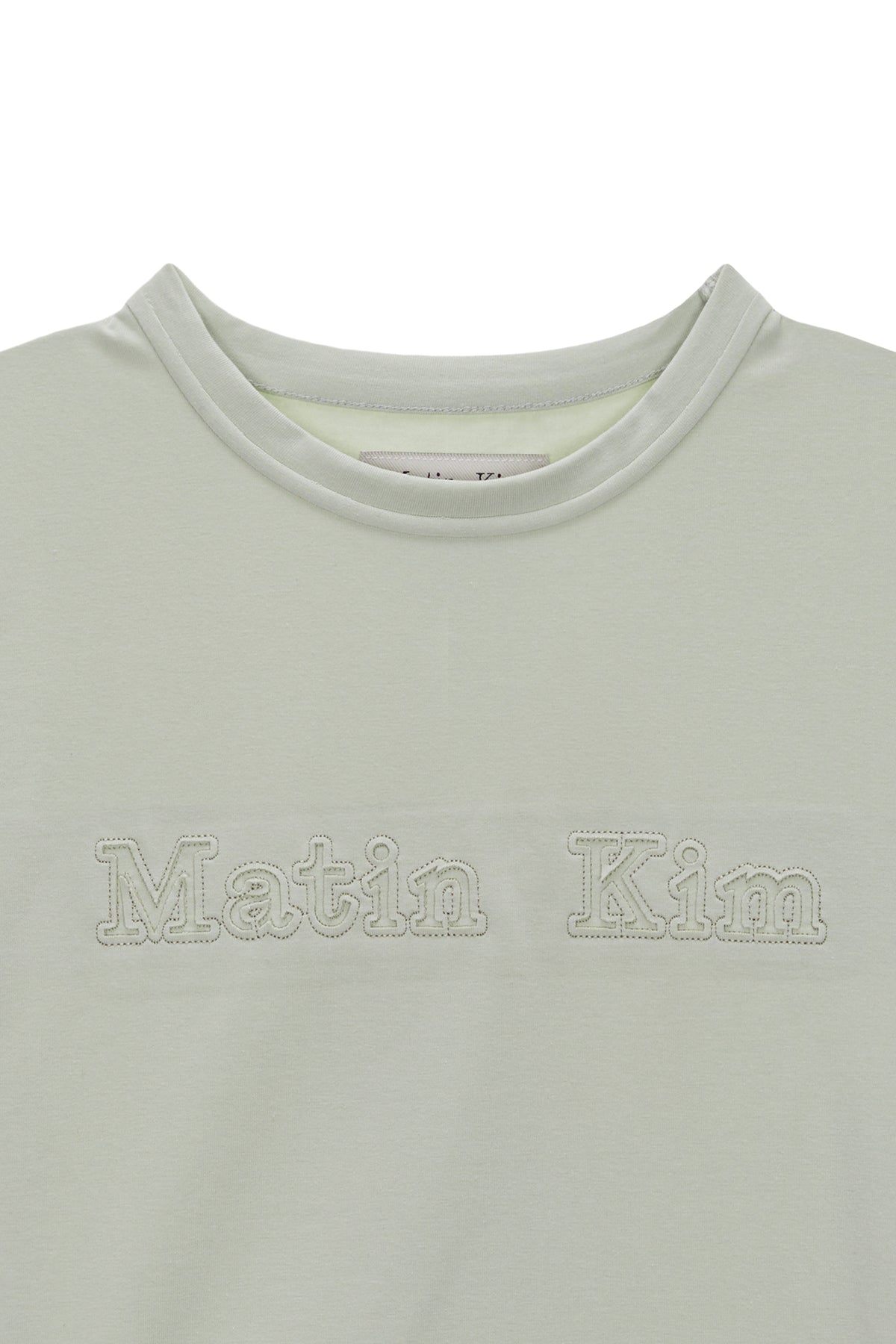 [matinkim] MATIN REVERSE PATCH LOGO CROP TOP IN LIGHT KHAKI
