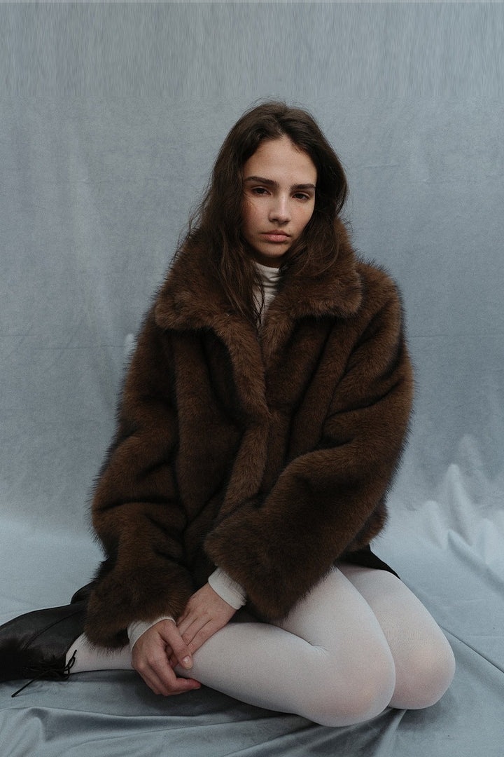 Dunst Cropped Fur Jacket Brown