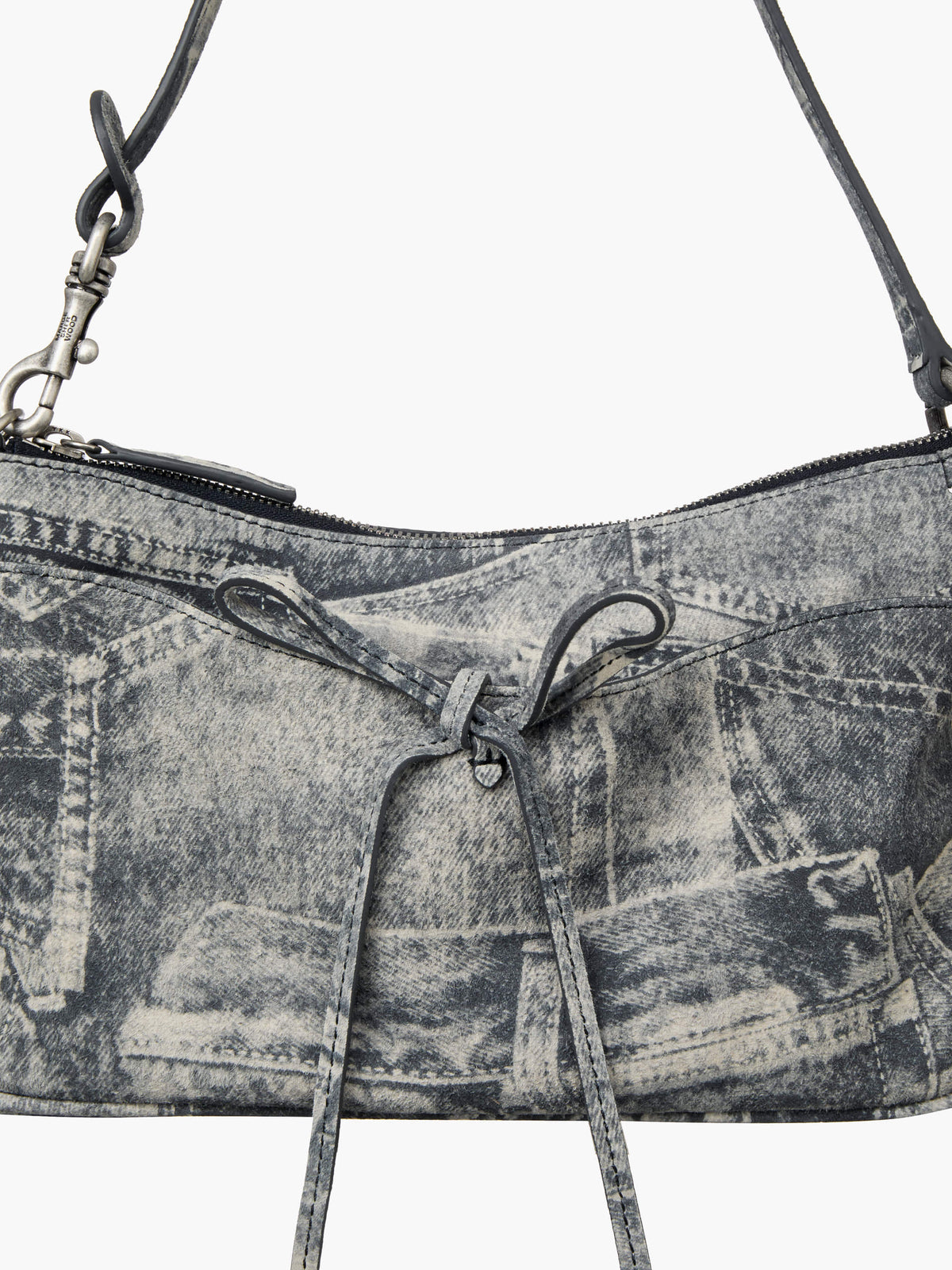 Margesherwood Ribbon Pochette light grey printed suede