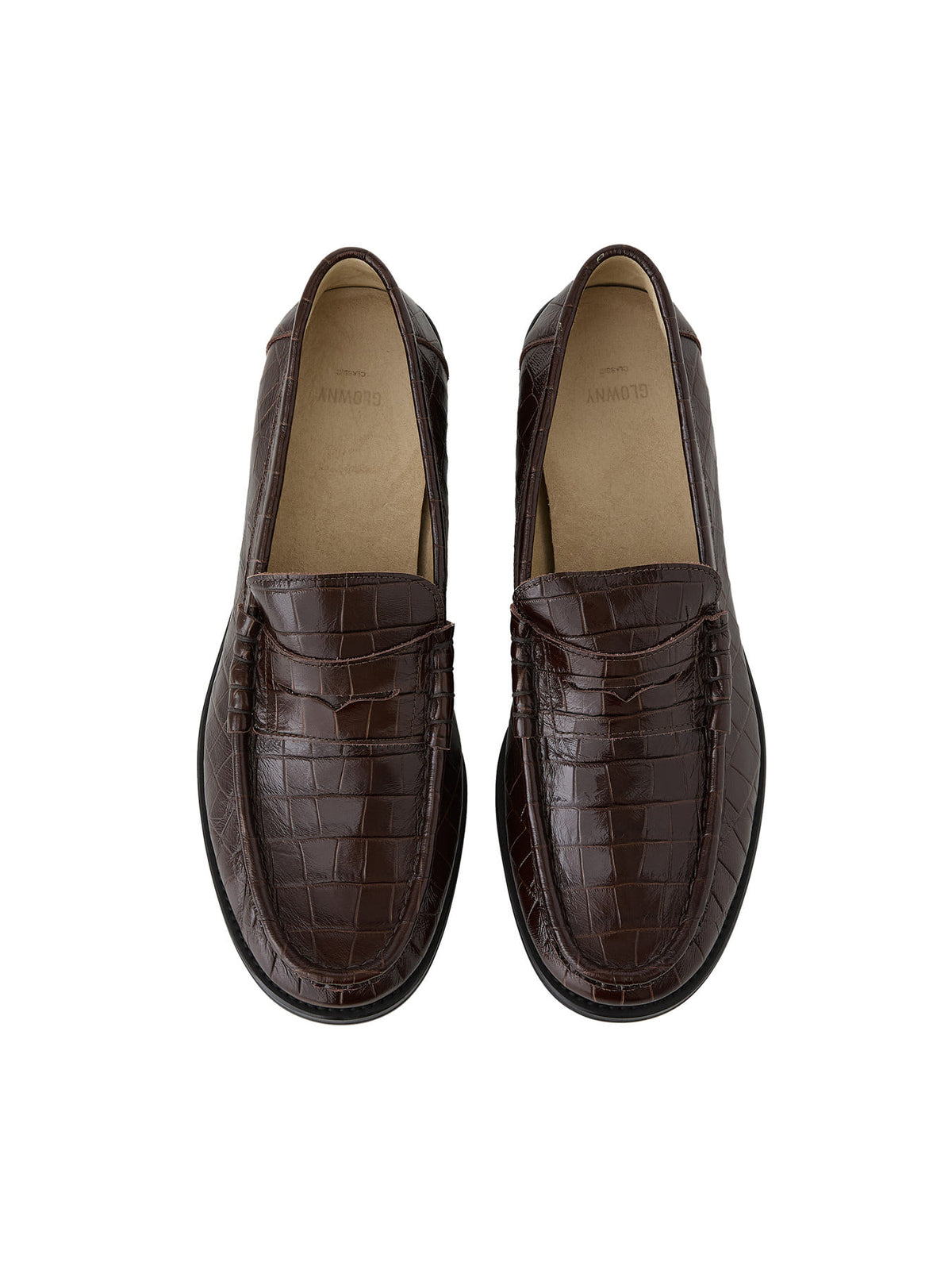 GLOWNY G Crack Leather Loafers (Dark Brown)
