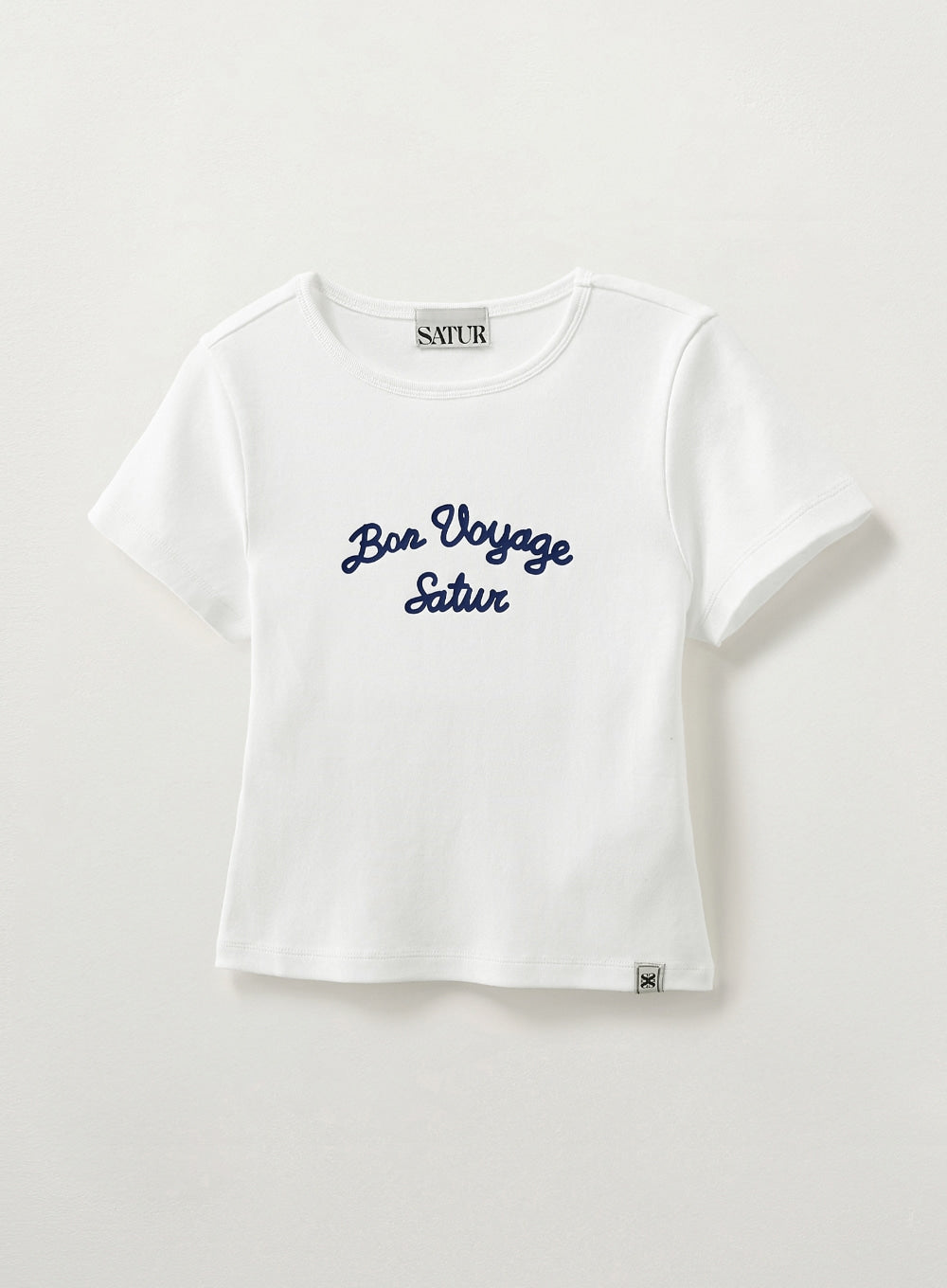 [satur] (W) Bon Voyage Slim Fit Crop T-Shirt - White
