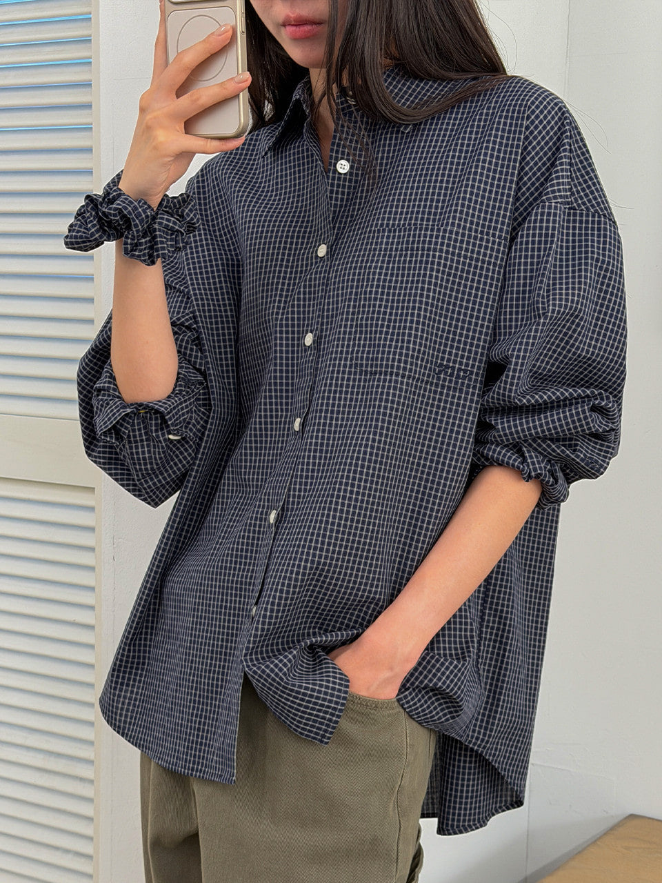 Tillidie Cotton Overfit Shirt Jacket Set Navy
