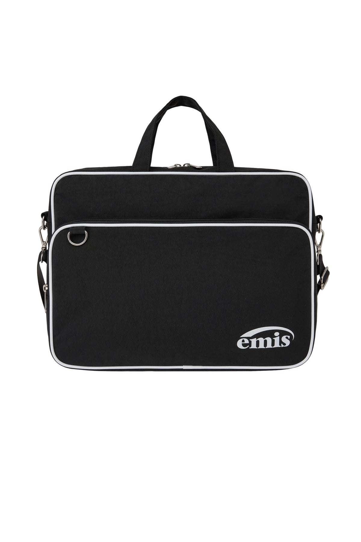 EMIS Nylon Zip-Pocket Messenger Bag-Black