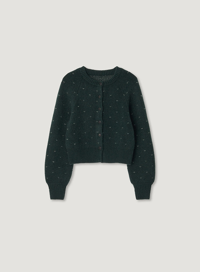 Mango Maniplease Dani Wool Cardigan Deep Green