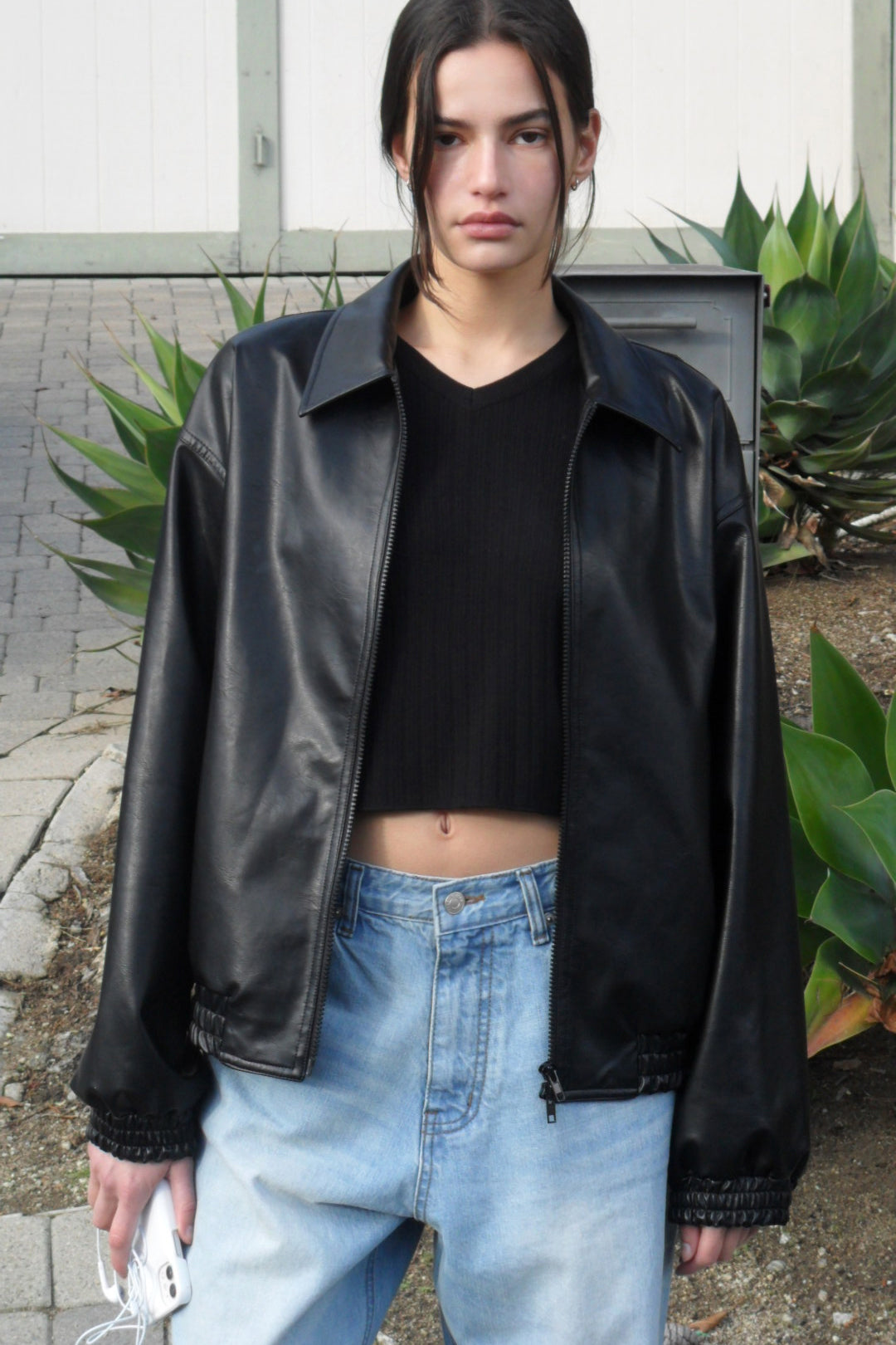 Low Classic Leather Blouson Jacket Black