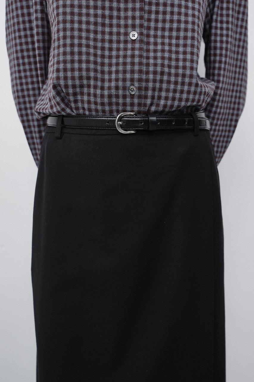 Dunst D-Buckle Slim Leather Belt Black