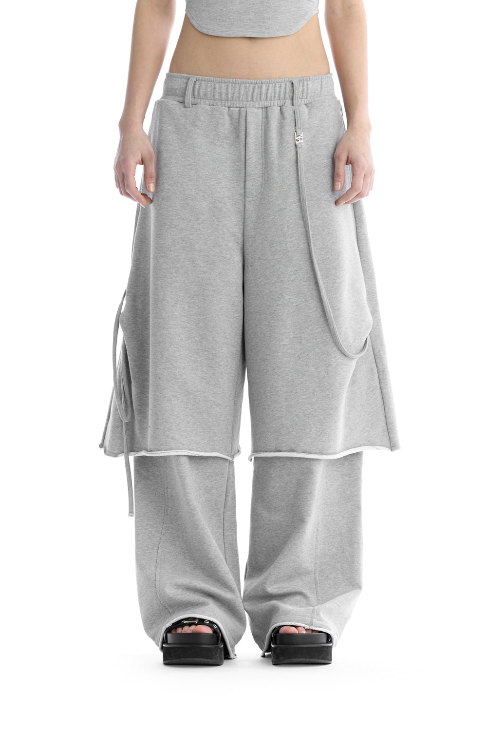Treemingbird Tmb Layered Strap Sweat Pants Melange Gray