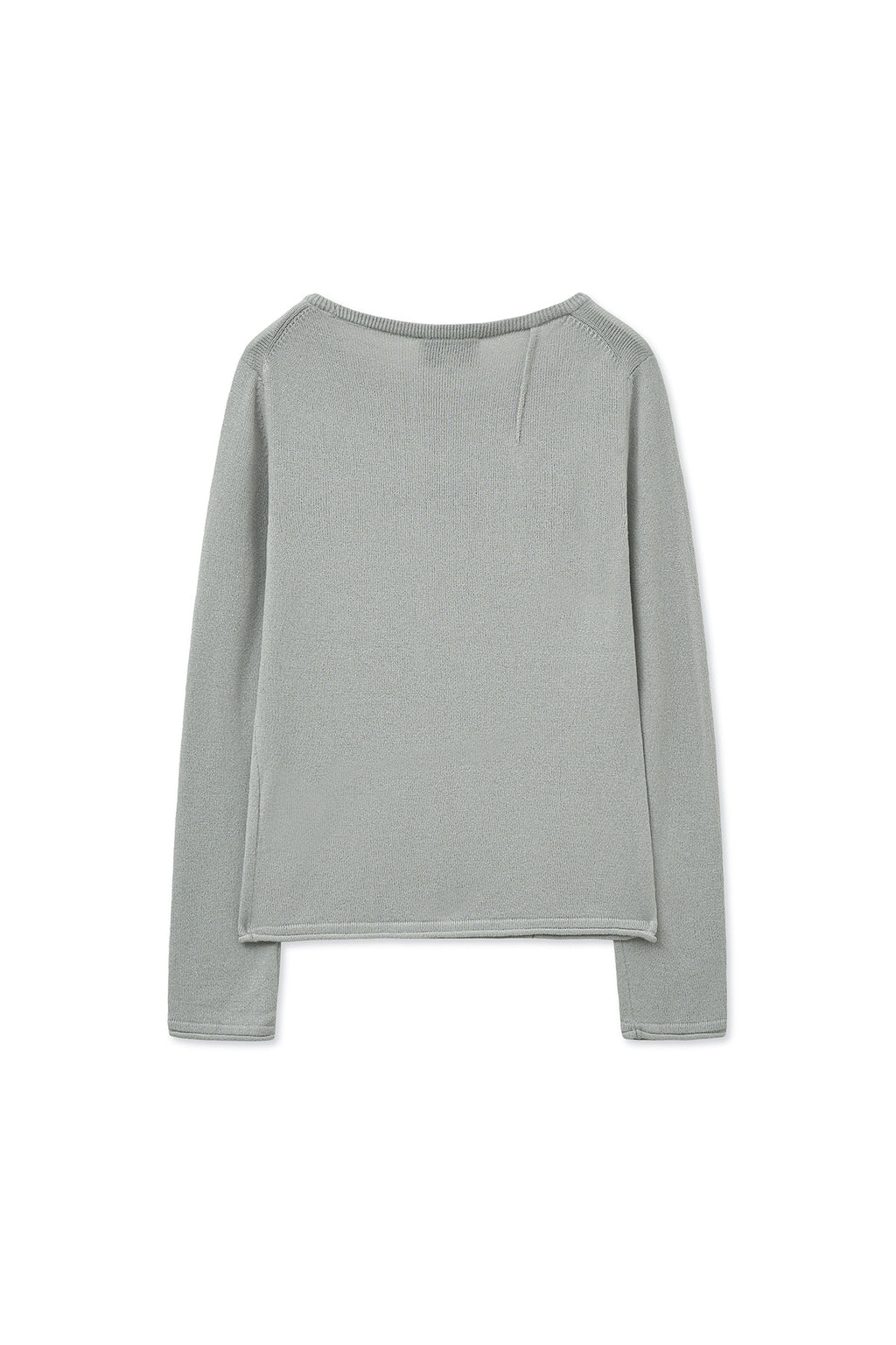 [matinkim] GLITTER SLIM LOGO KNIT TOP IN LIGHT GREY