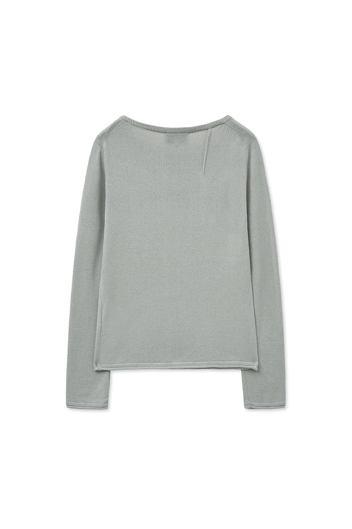 [matinkim] GLITTER SLIM LOGO KNIT TOP IN LIGHT GREY