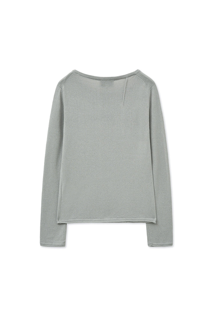 Matinkim Glitter Slim Logo Knit Top IN Light Grey