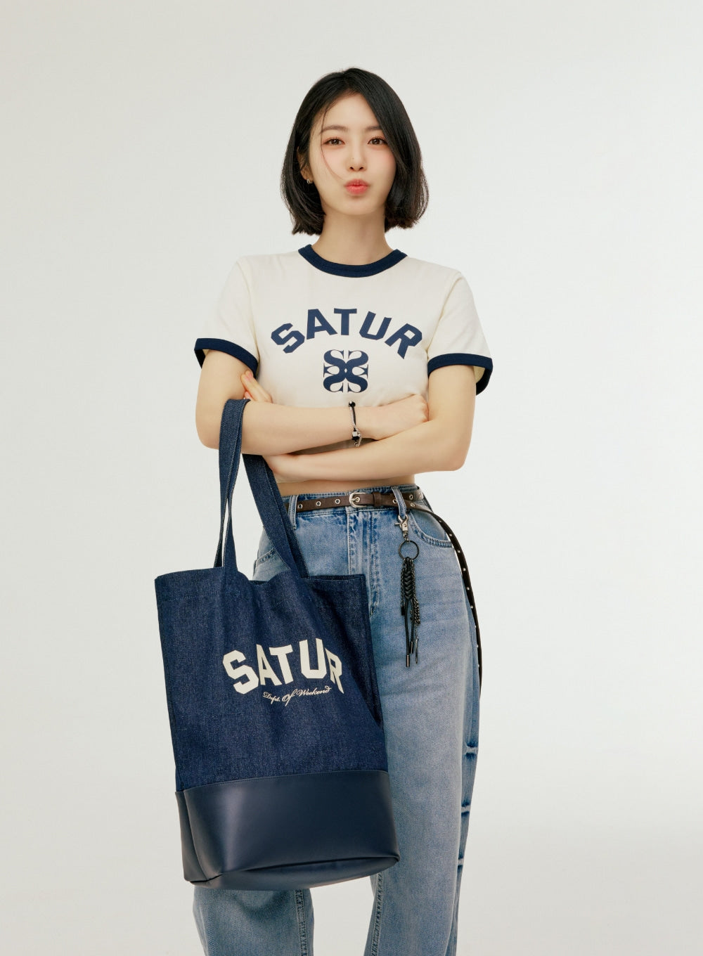 Satur (W) Washed Relaxed Denim Pants - Light Blue