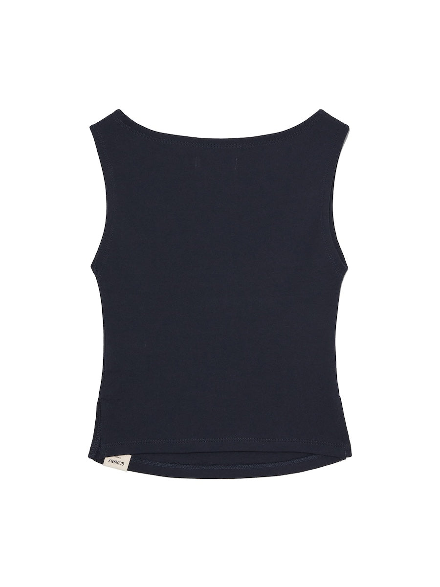 GLOWNY G Slit Sleeveless Top (Navy)
