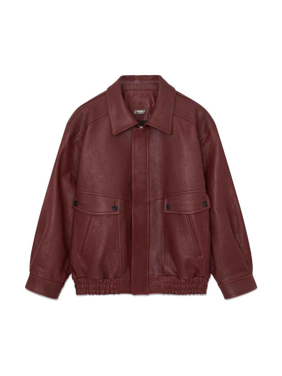 GLOWNY G Lambskin Leather Jacket (Wine)