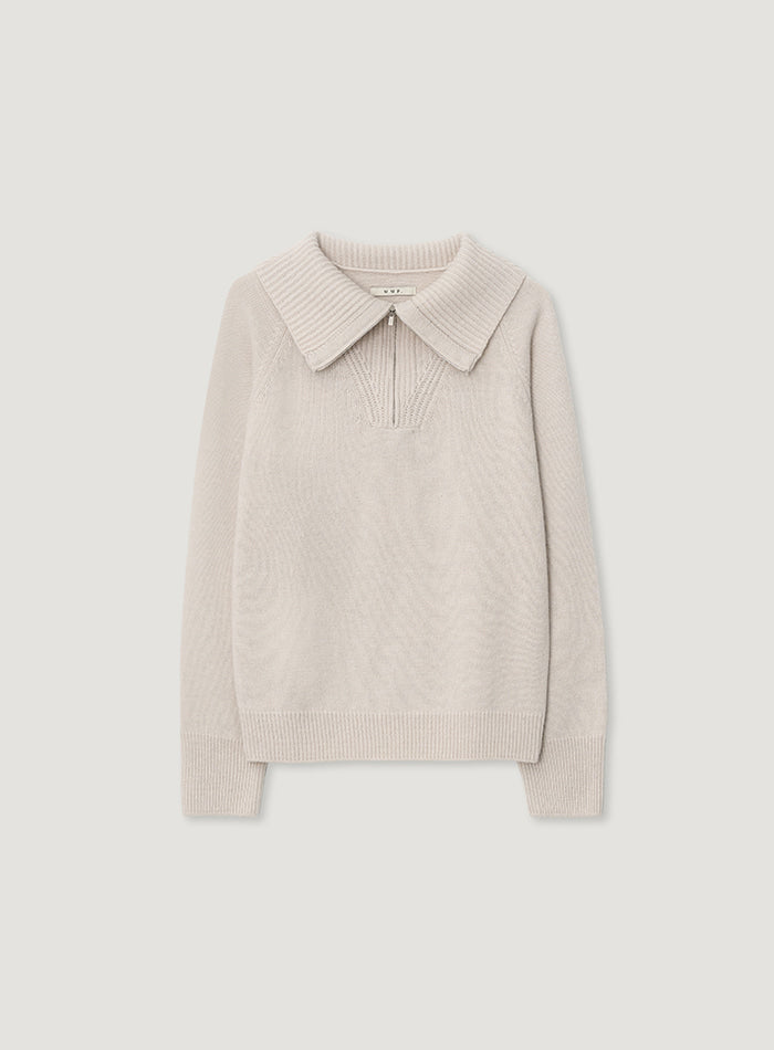 Mango Maniplease Aoi Half Zip Knit Oat