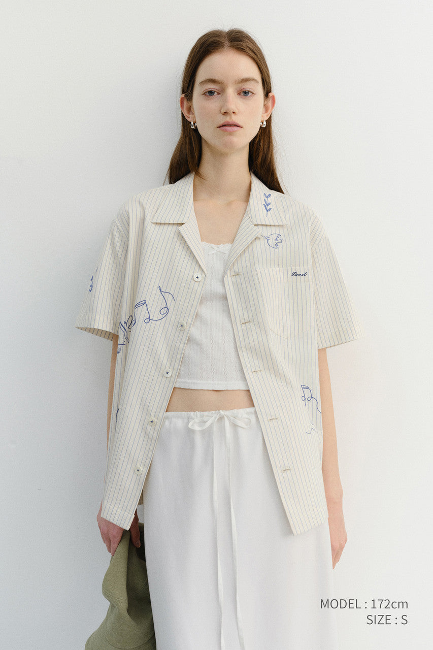 Dunst Unisex Hand-Drawing Open Collared Shirt Capri Ocean