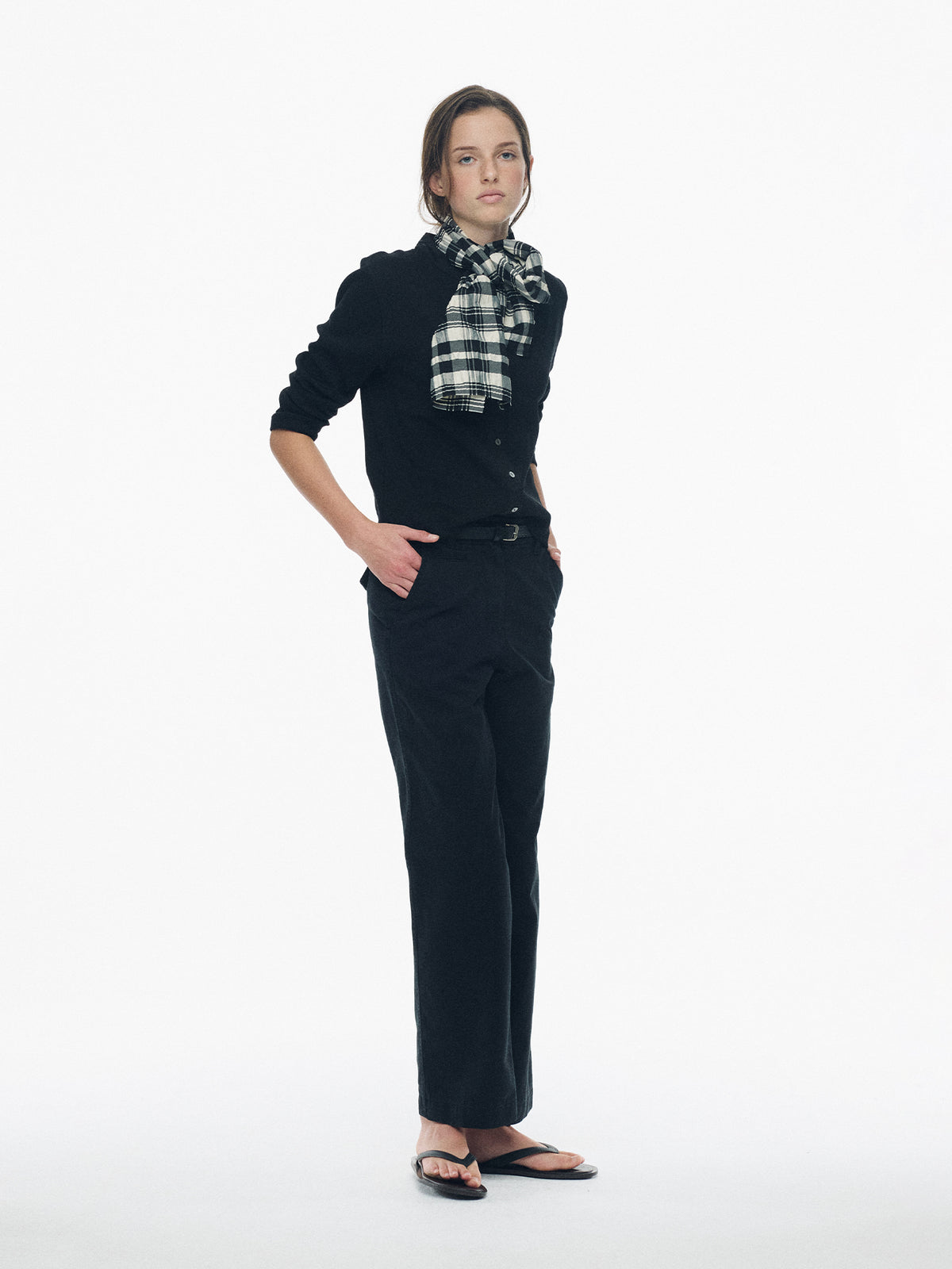 Nothing Written Textured check scarf (Black)