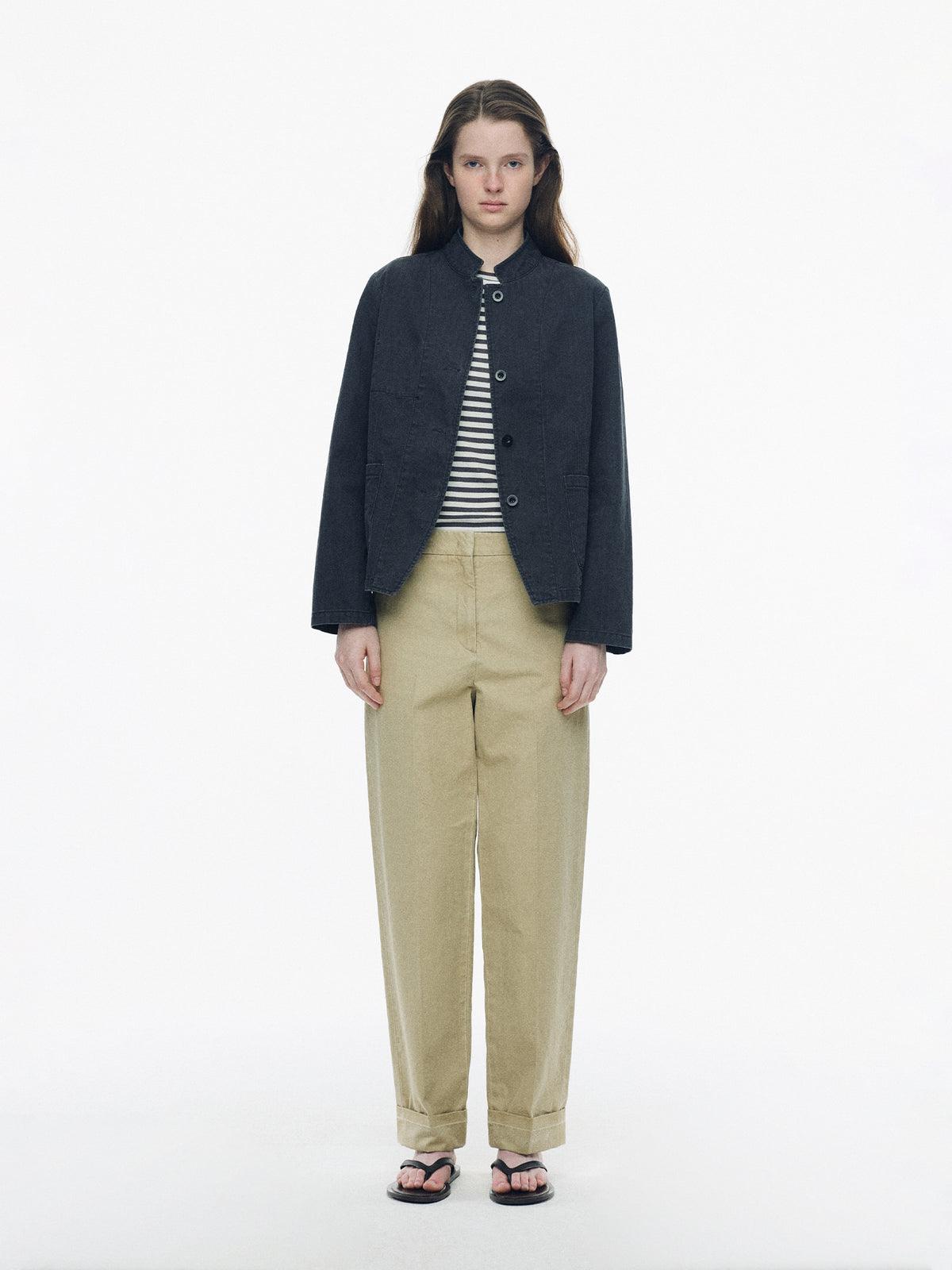 Nothing Written Frame cuff trousers (Light beige)