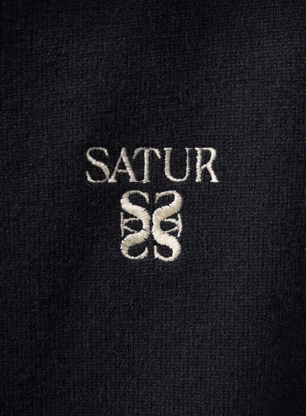 [satur] (W) Classic Knit Hood Zip-up - Navy