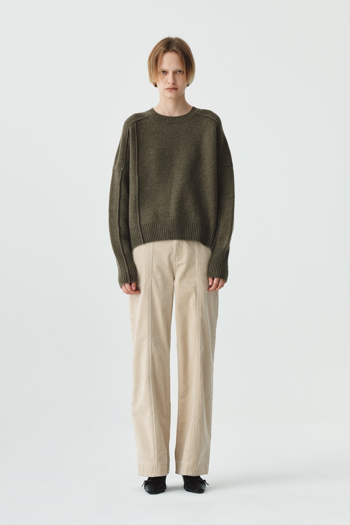 Matinkim Slim Boots Cut Corduroy Pants IN Cream