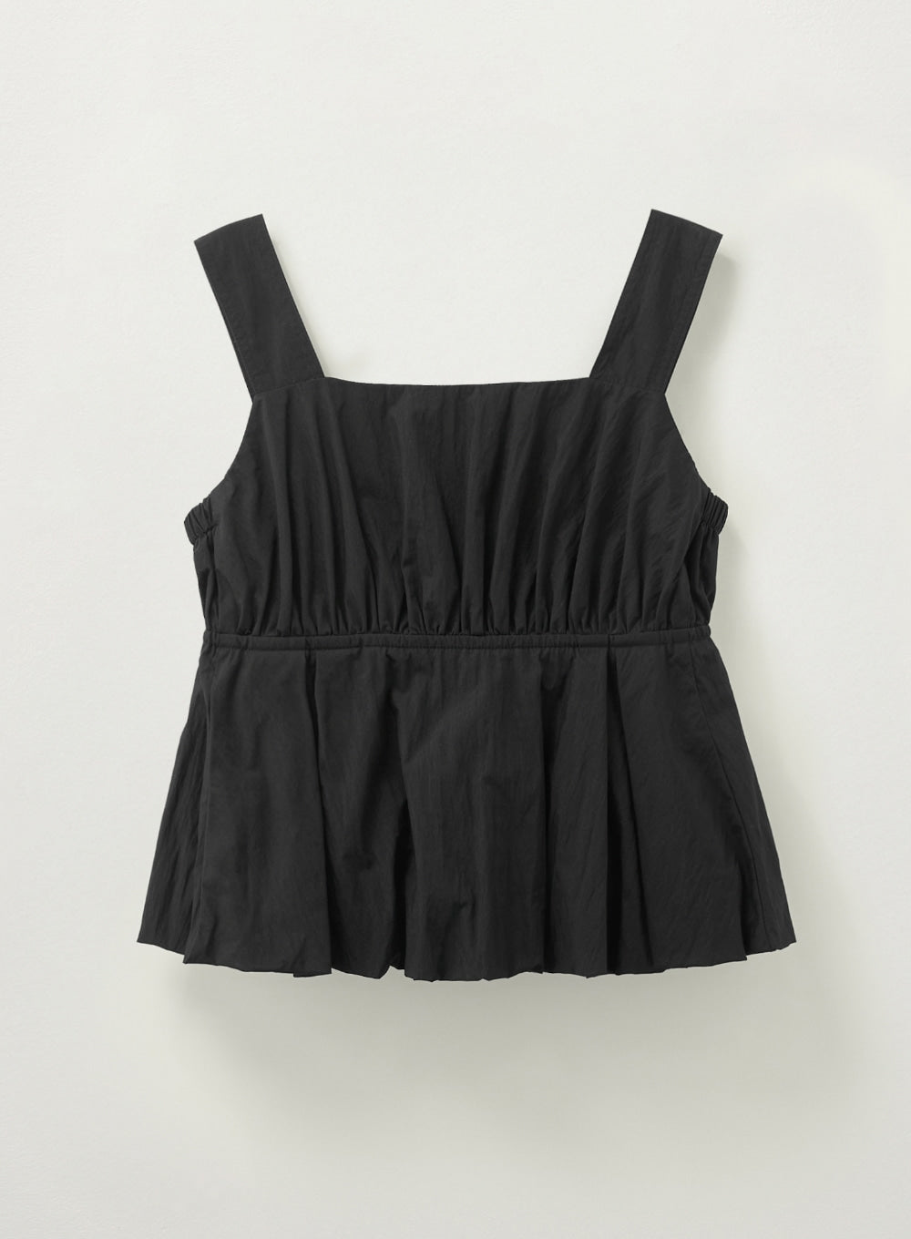 [satur] (W) Balloon Peplum Sleeveless Top - Black