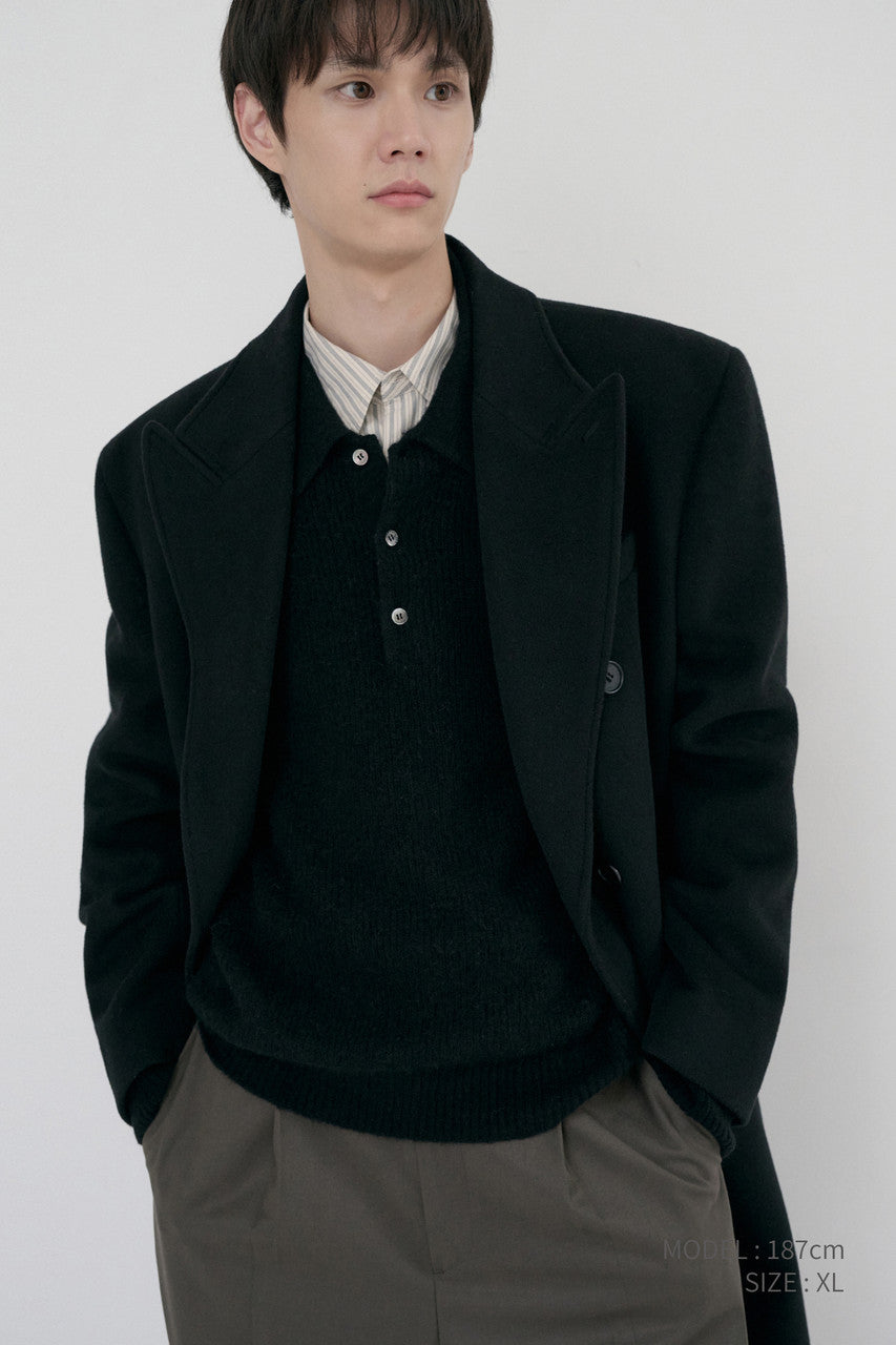 Dunst Unisex Tailored Double-Breasted Cashmere Coat Black