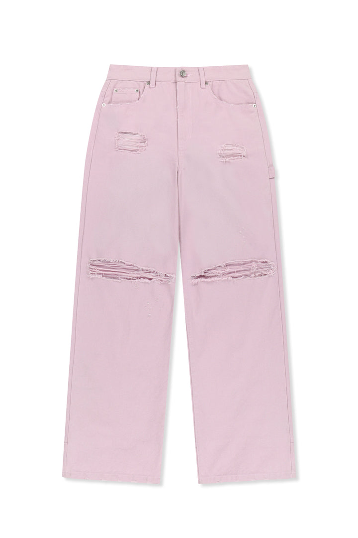 Matinkim Destroyed Color Dyeing Denim Pants IN Pink