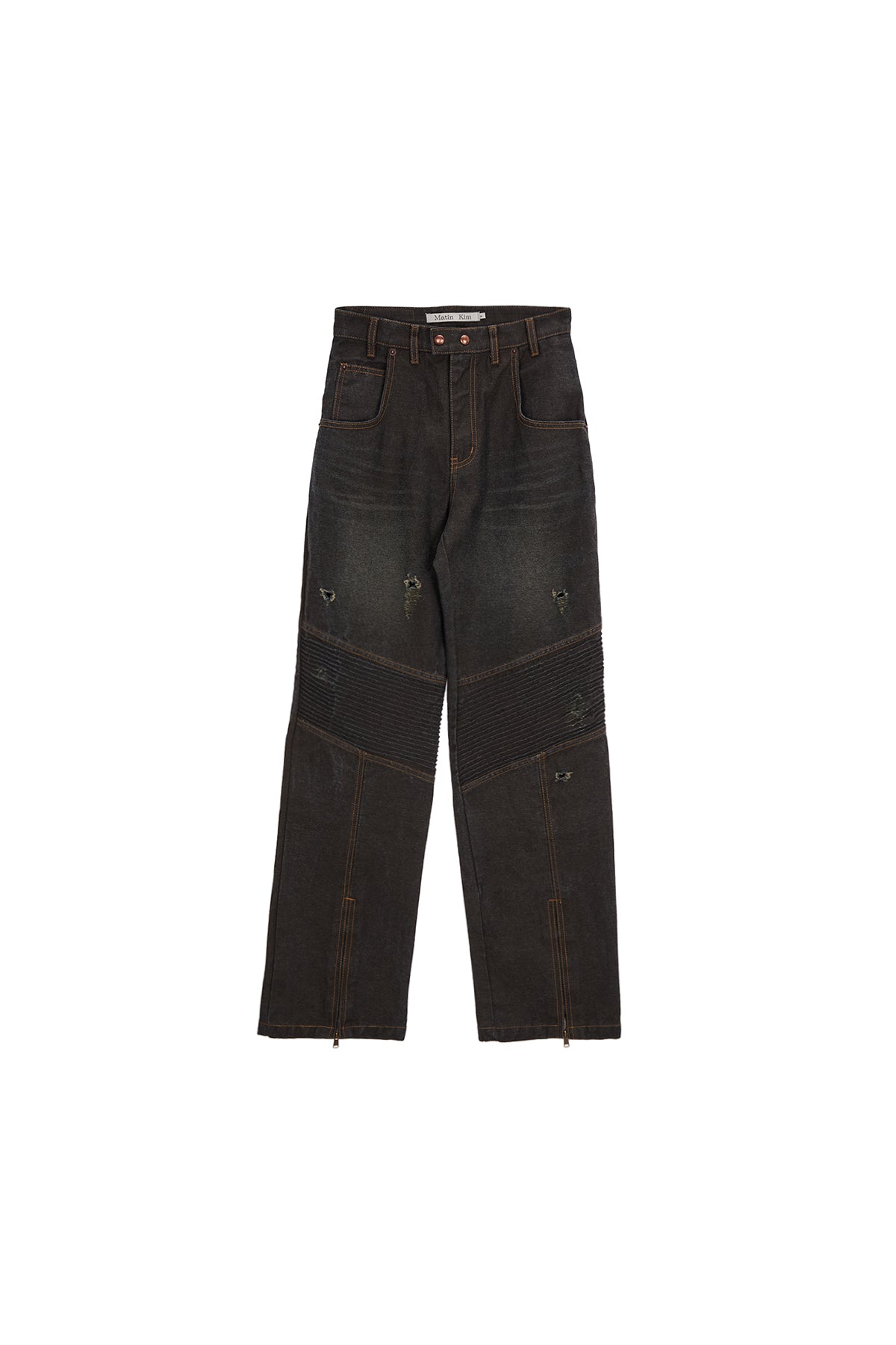 [matinkim] VINTAGE BIKER DENIM PANTS IN DARK GREY