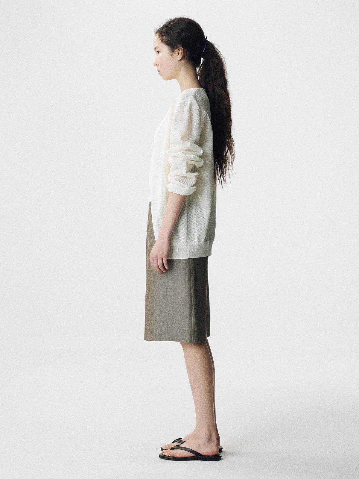 Nothing Written Yves h-line skirt (Stone beige)