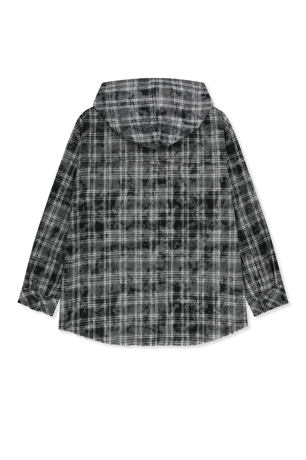 Matinkim Raw Cut Check Hooded Shirt IN Black