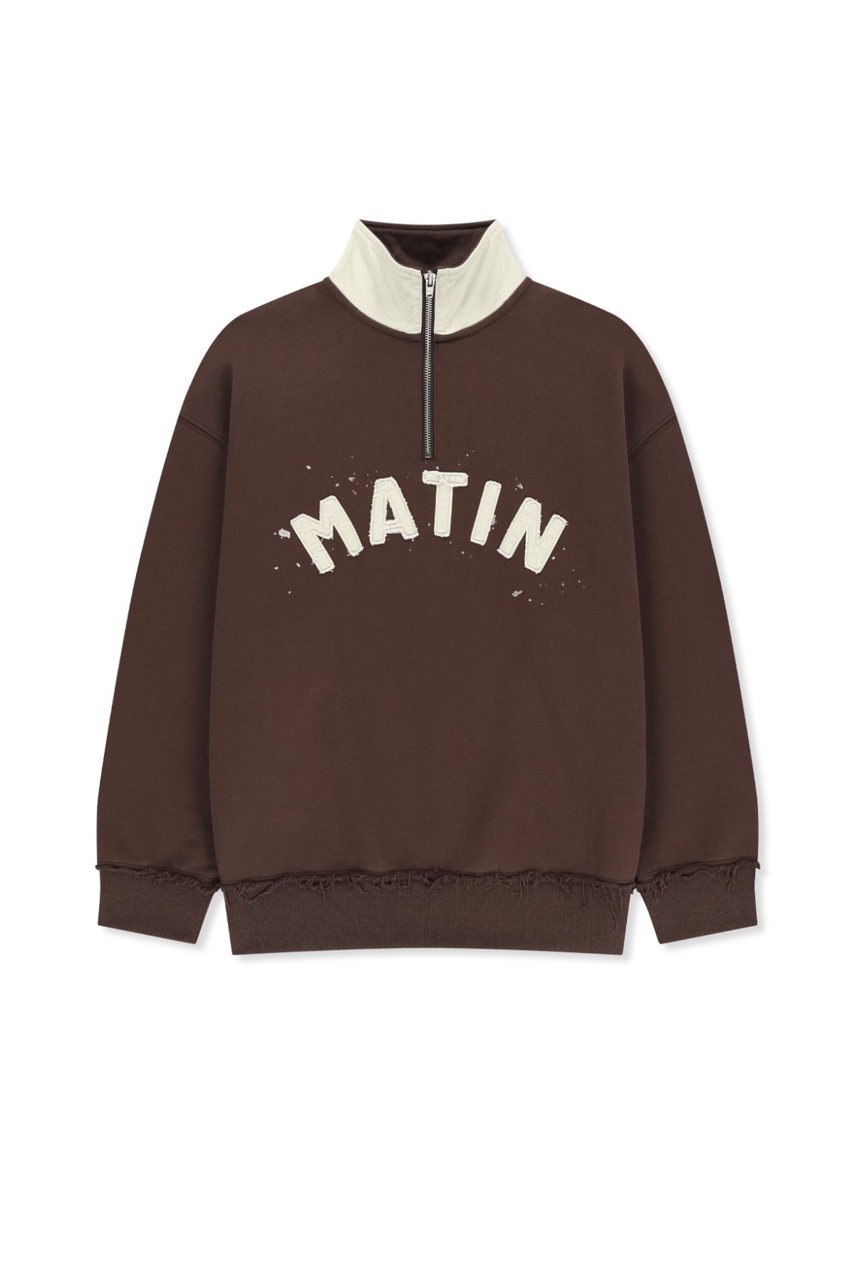 Matinkim Applique Logo Collar Quarter Zip UP IN Brown