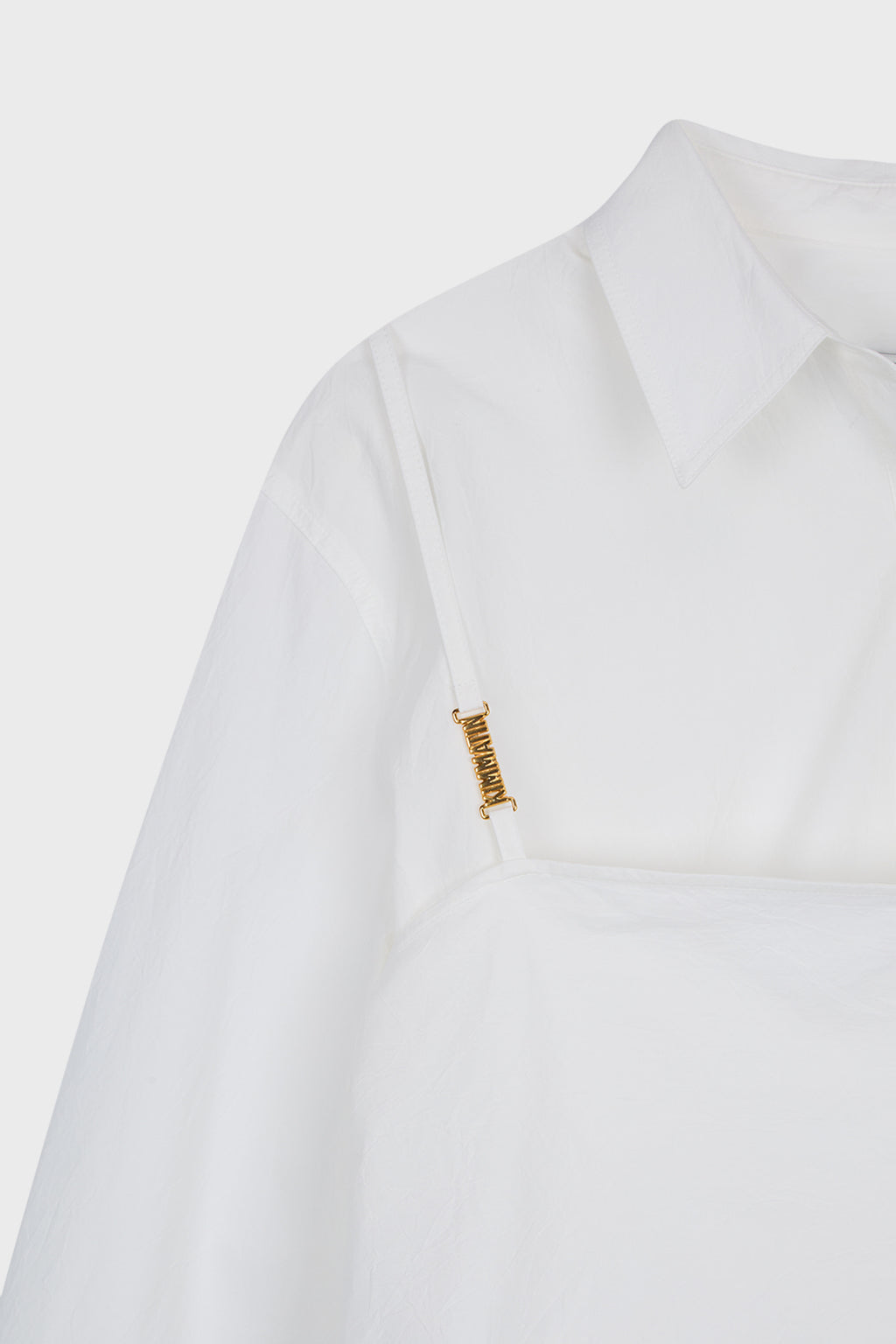 Matinkim Matin Kim Bustier Layered Crinkle Shirt IN White