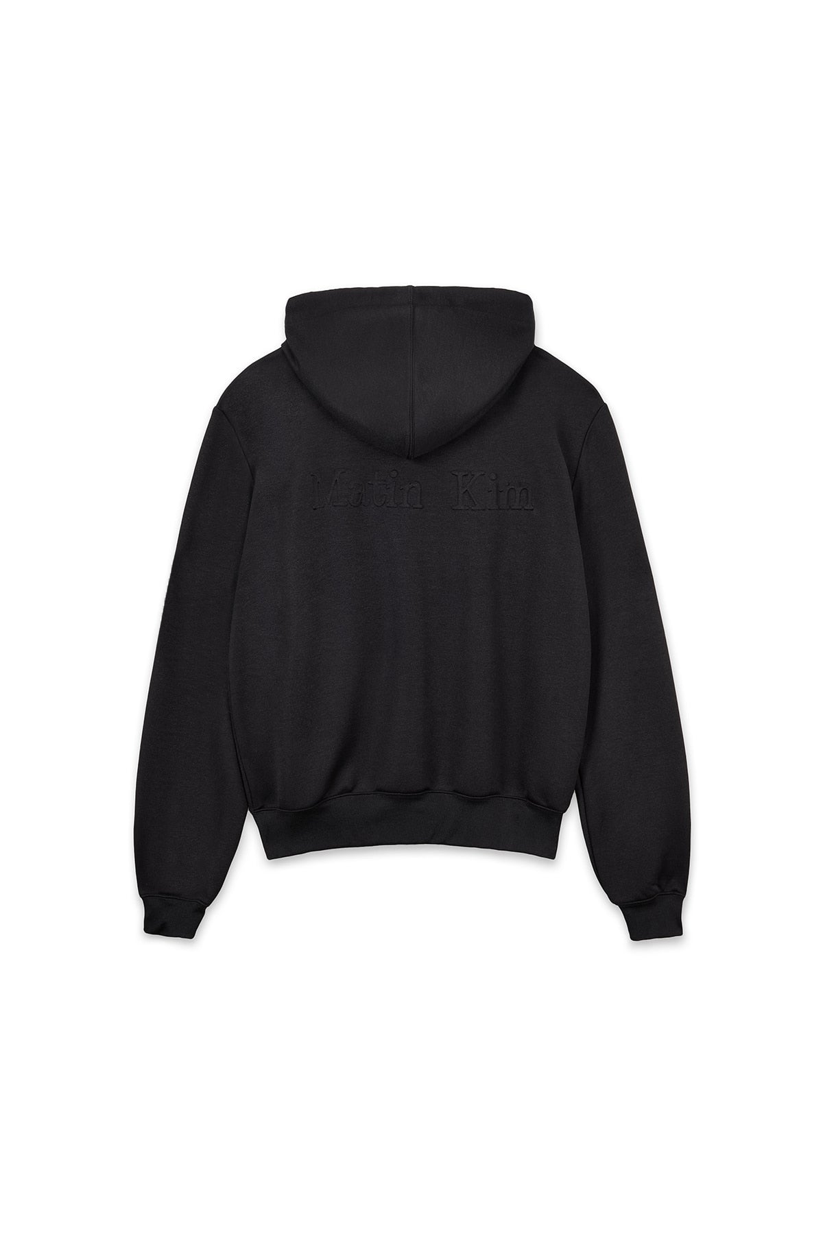 [matinkim] BACK LOGO GLITTER HOODY ZIP UP FOR MEN IN BLACK
