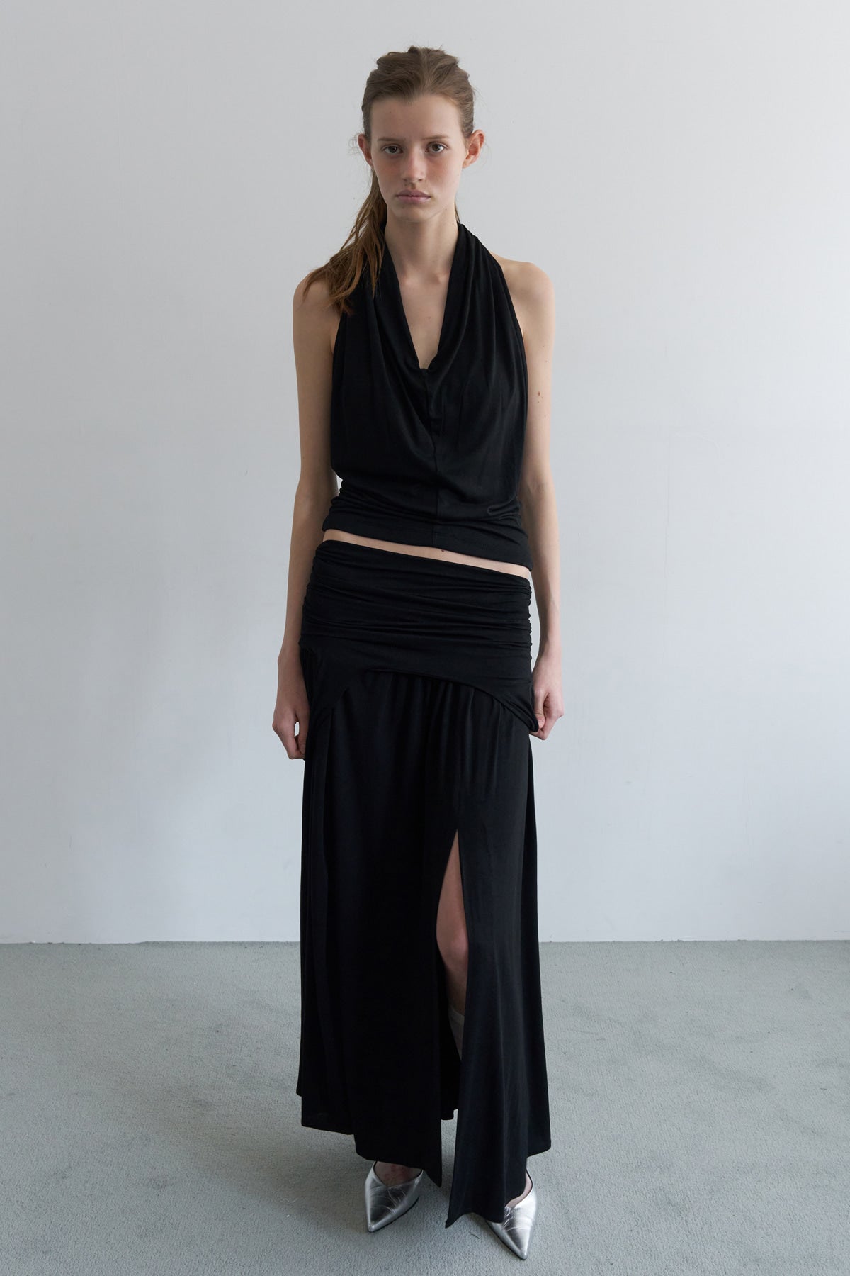 Overdueflair Draped Turn Over Skirt Black
