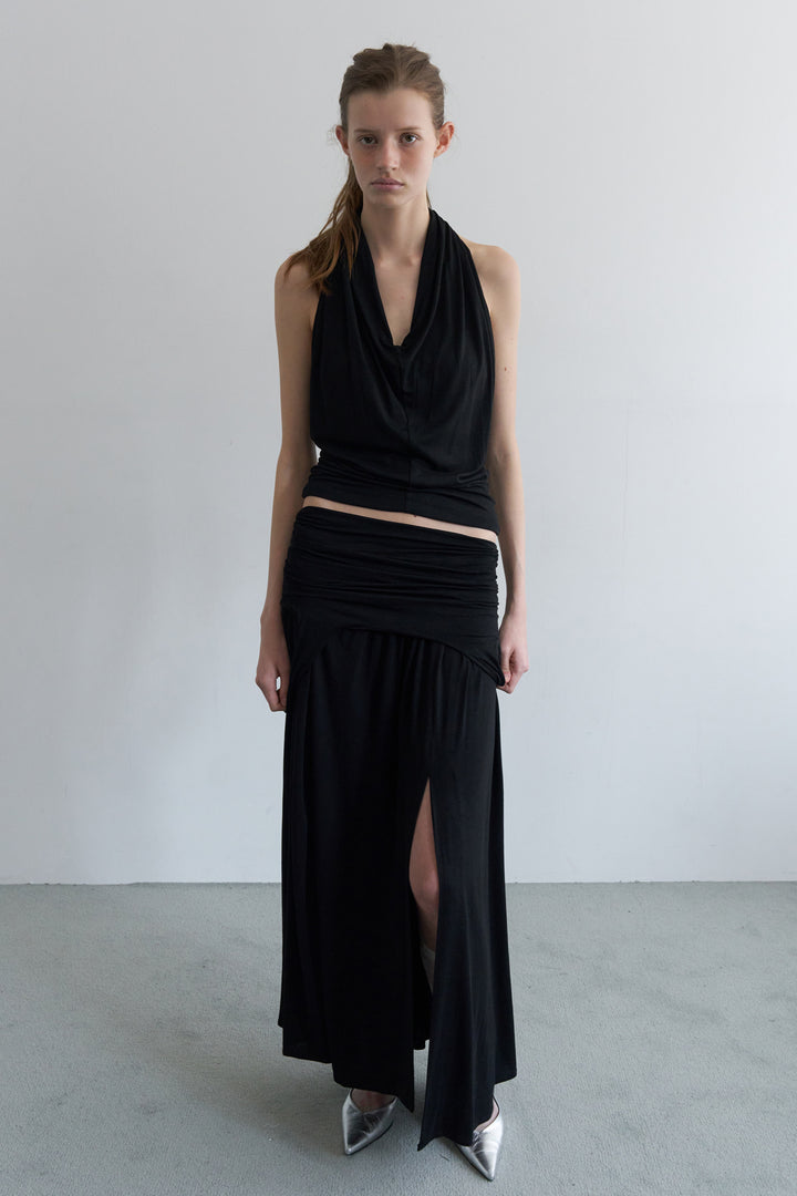 Overdueflair Draped Turn Over Skirt Black