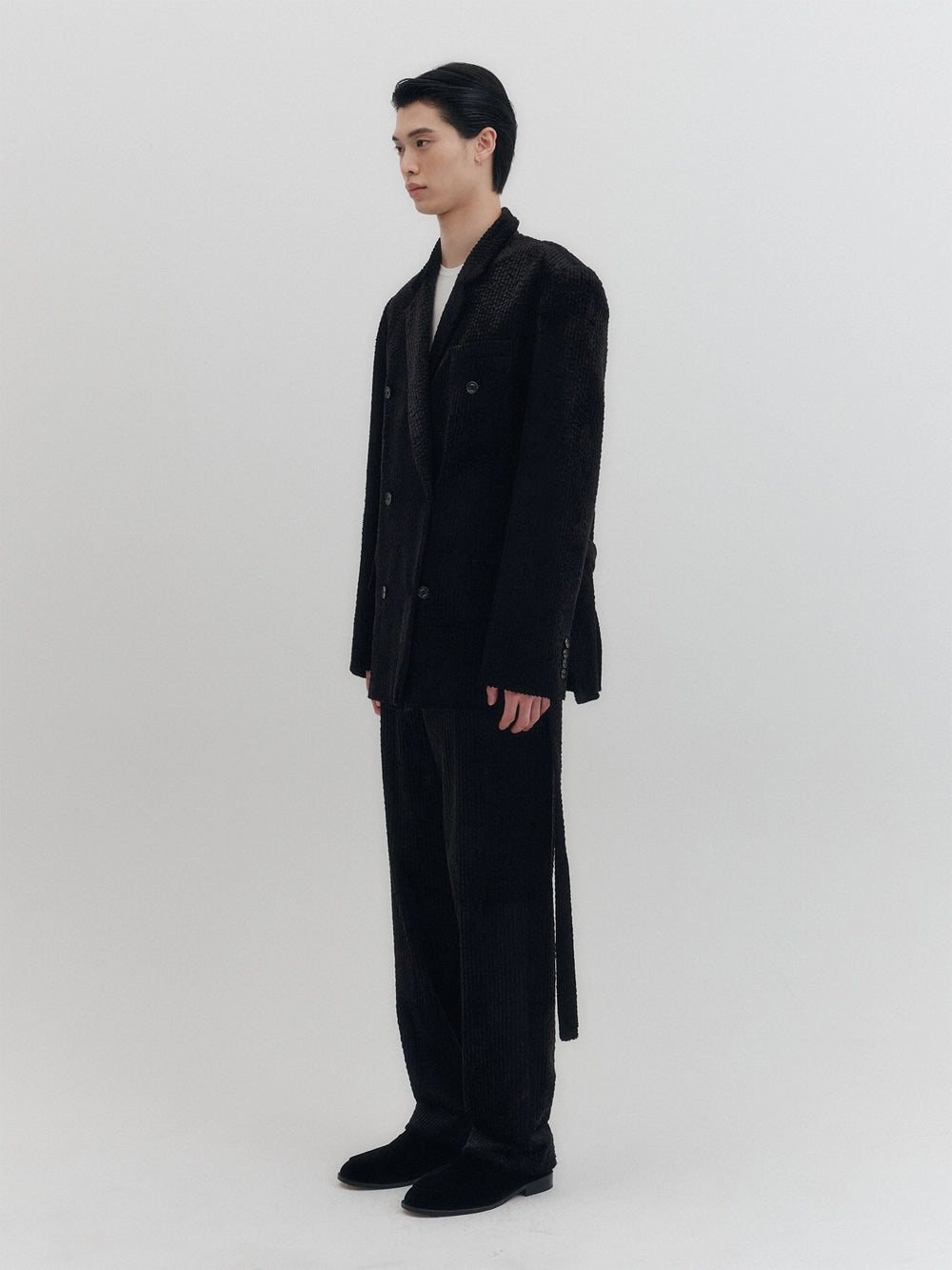 EENK Belted Double-Breasted Blazer - Black