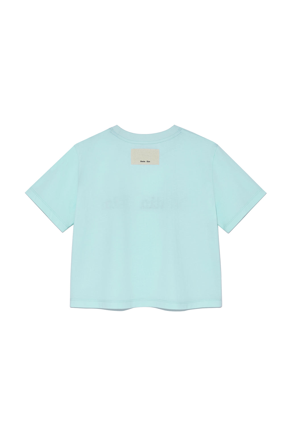 [matinkim] LOGO THREAD POINT CROP TOP IN LIGHT BLUE