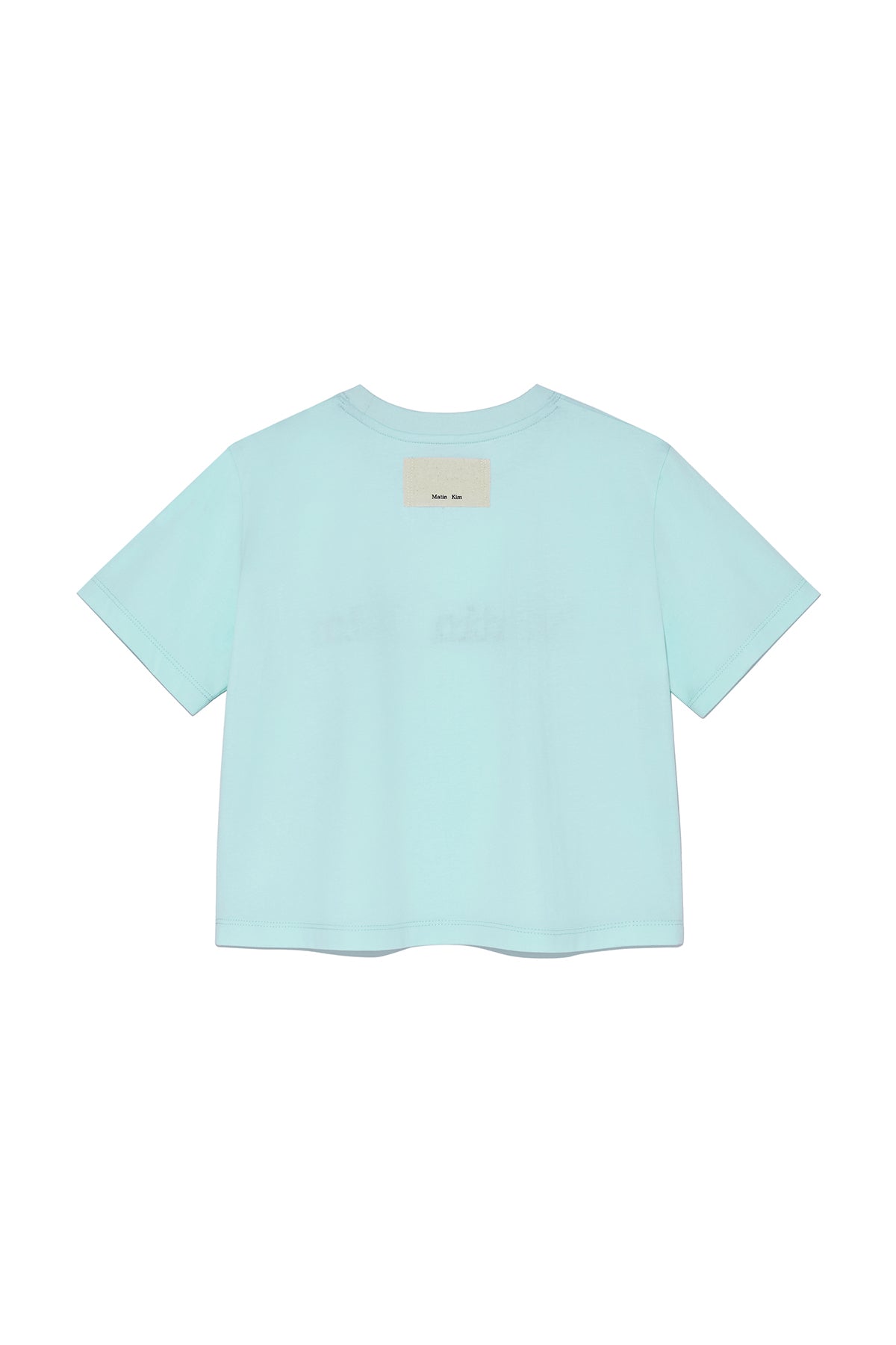 [matinkim] LOGO THREAD POINT CROP TOP IN LIGHT BLUE
