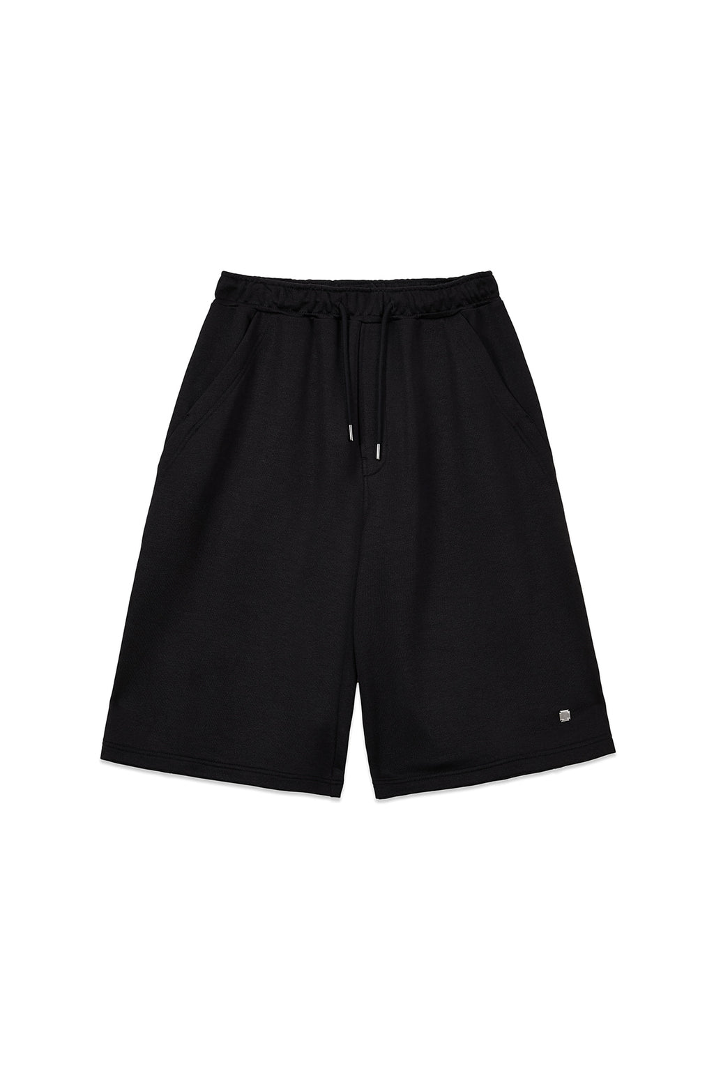 [matinkim] BACK POCKET GLITTER BERMUDA SWEATPANTS FOR WOMEN IN BLACK