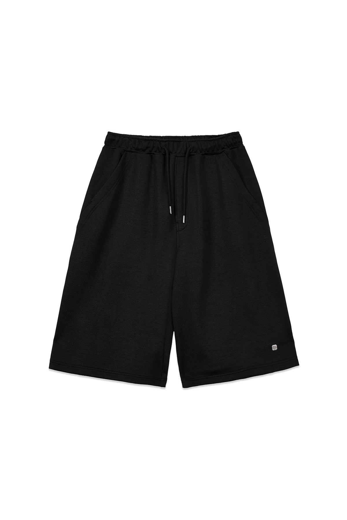 [matinkim] BACK POCKET GLITTER BERMUDA SWEATPANTS FOR WOMEN IN BLACK