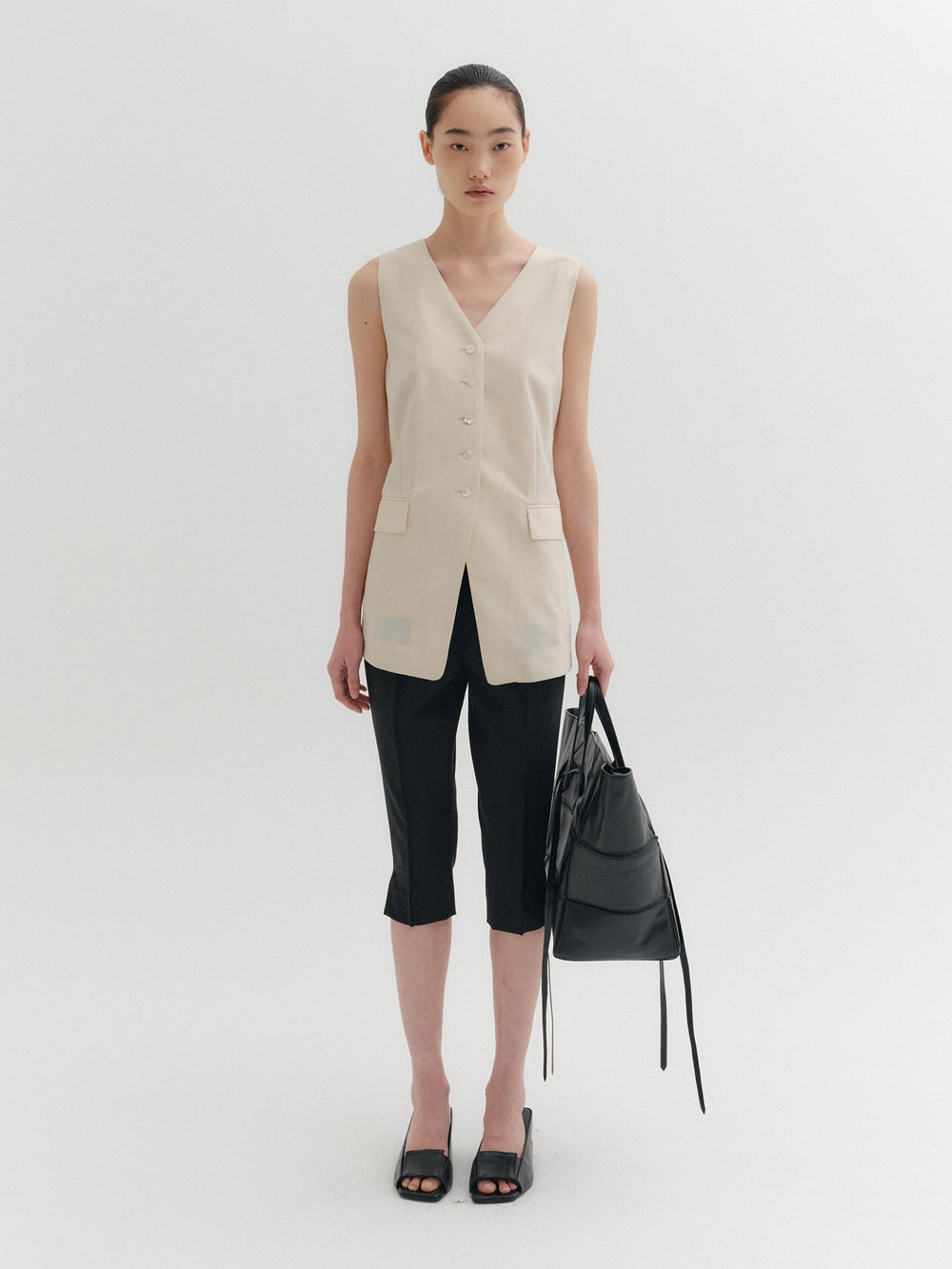 EENK Back Strap Tailored Vest - Ivory