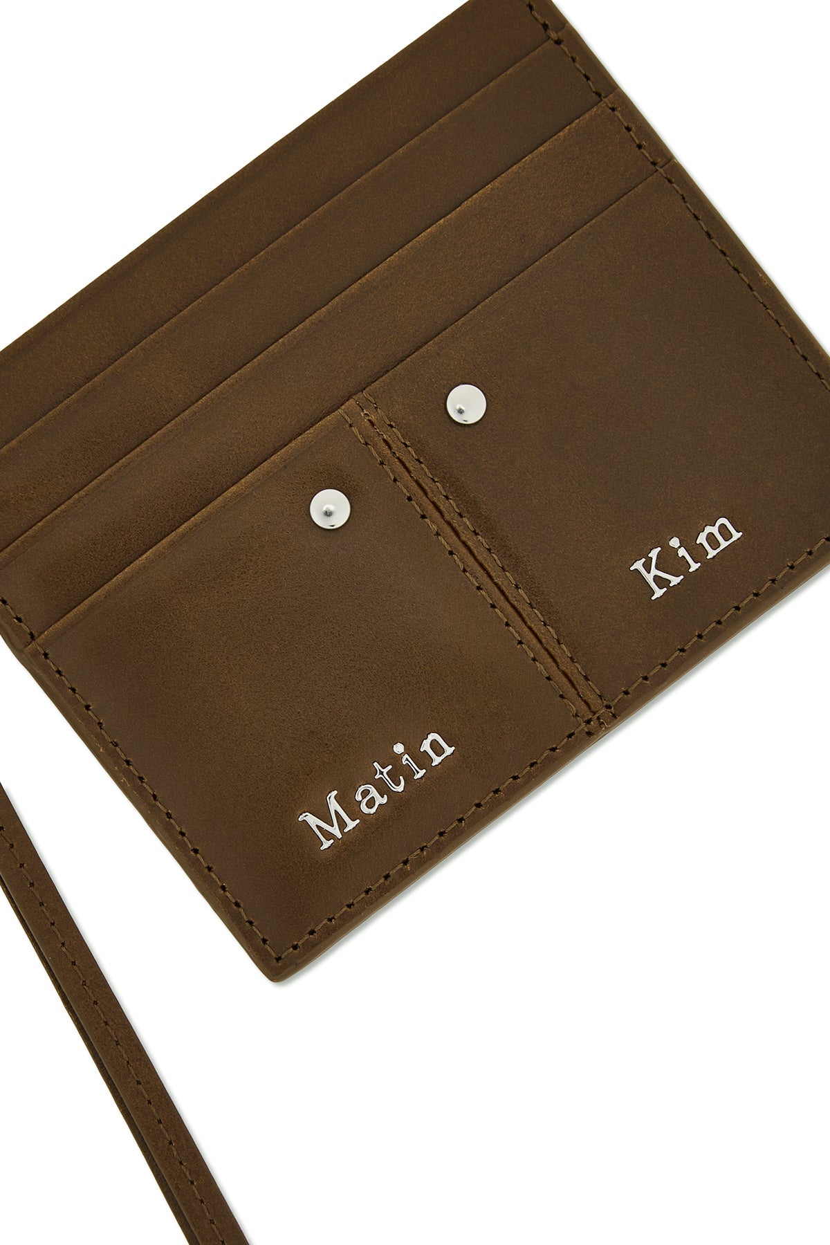 Matinkim Steel Logo Rivet Card Wallet IN Olive