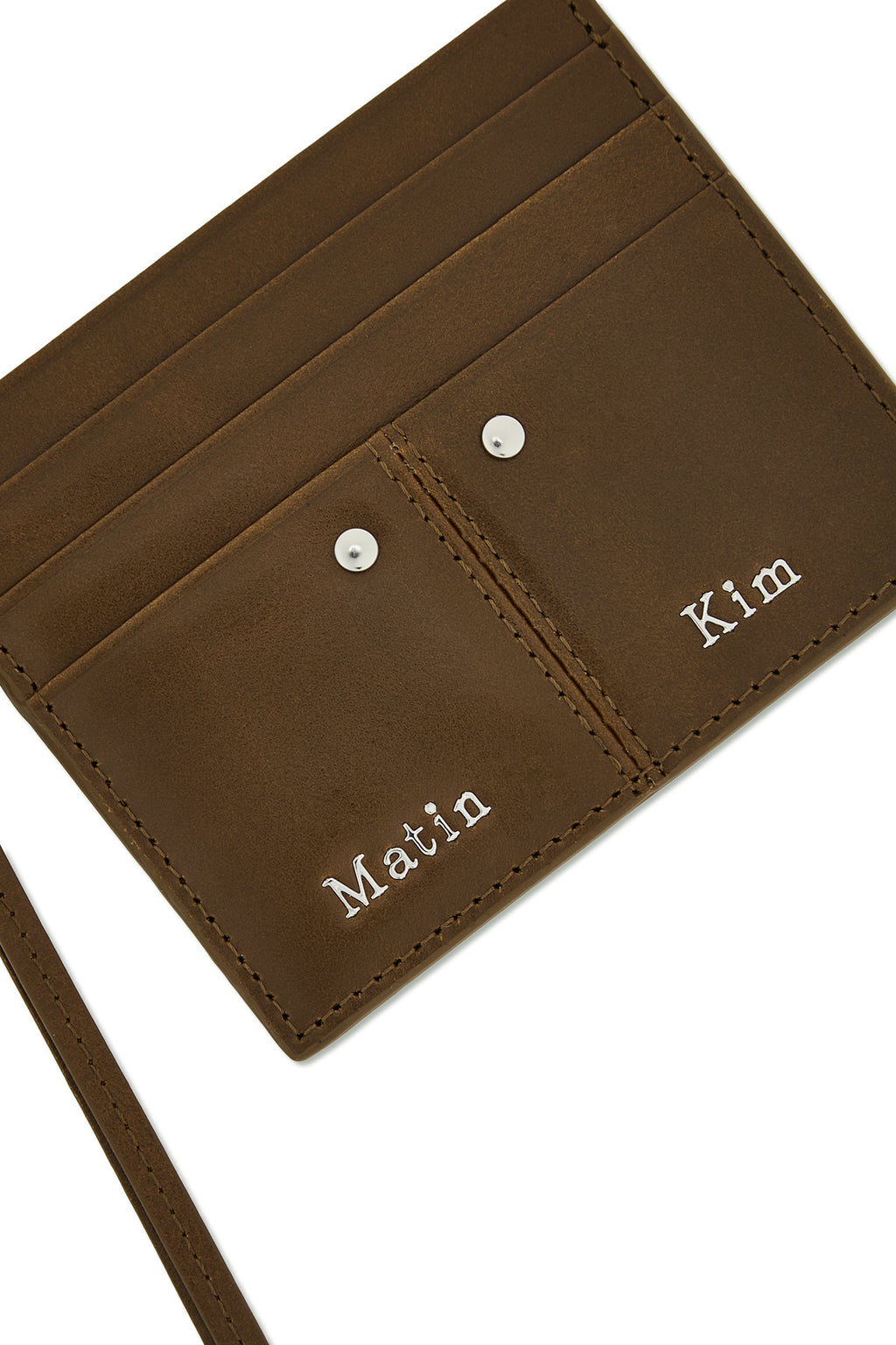Matinkim Steel Logo Rivet Card Wallet IN Olive